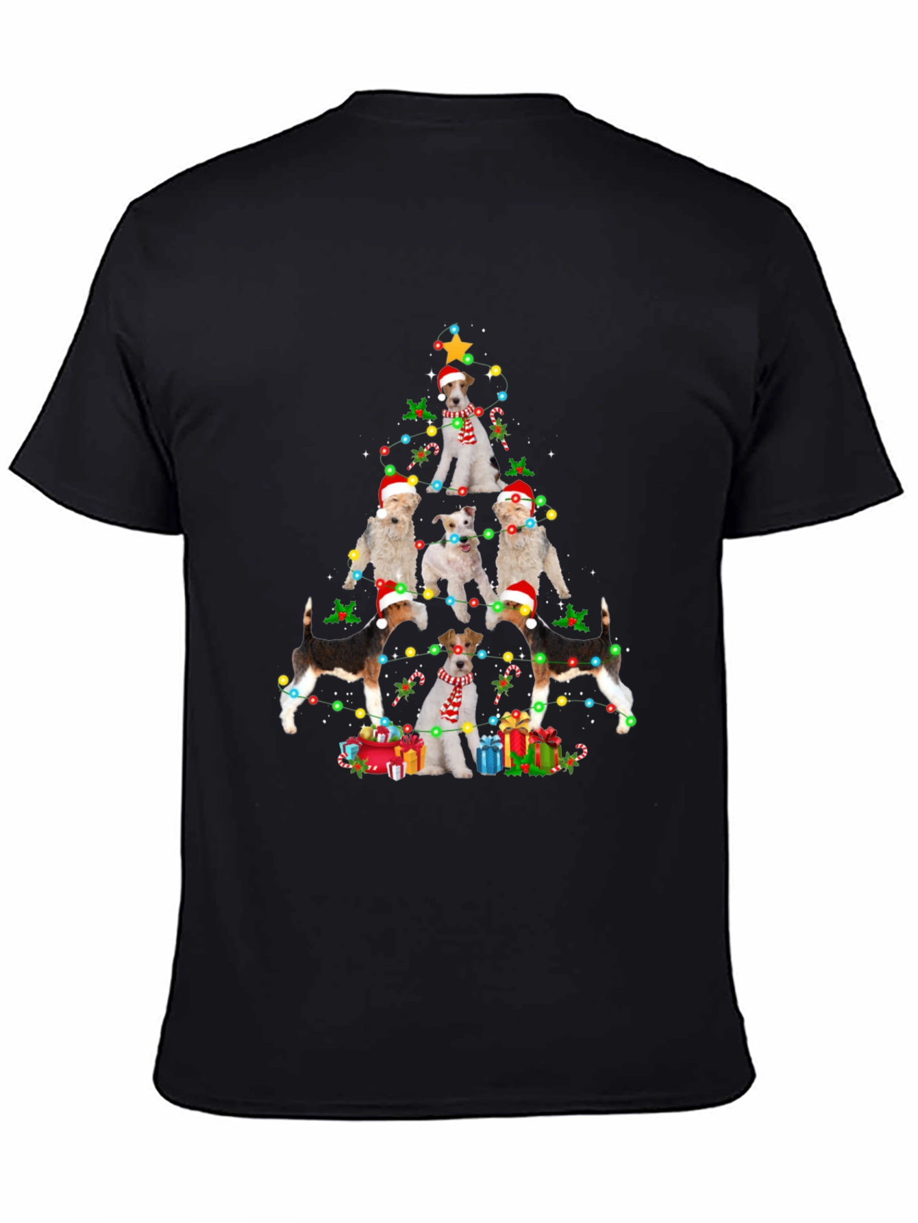 Dog Breed Christmas Tree Black T-Shirt