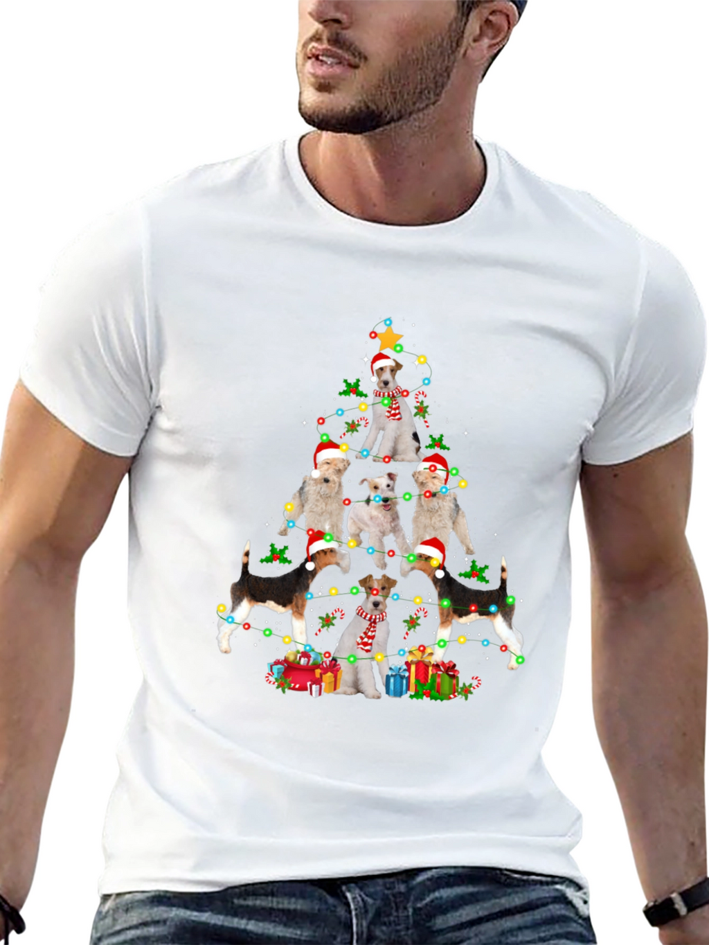 Dog Breed Christmas Tree Black T-Shirt