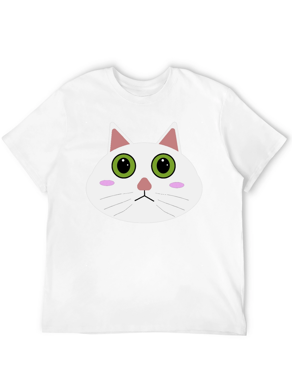 Cute Cartoon Cat Face Black T-Shirt