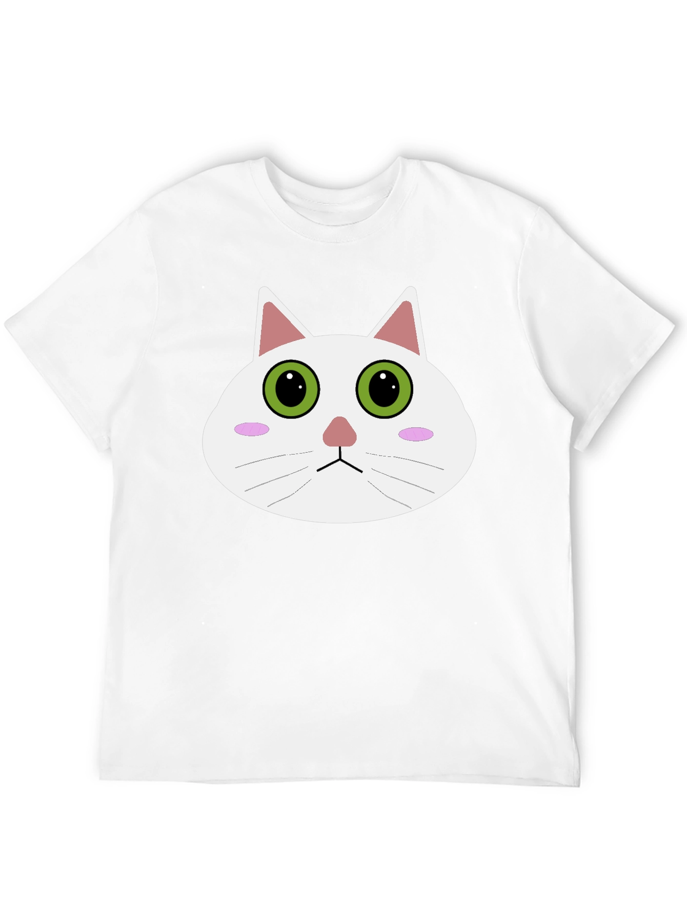 Cute Cartoon Cat Face Black T-Shirt