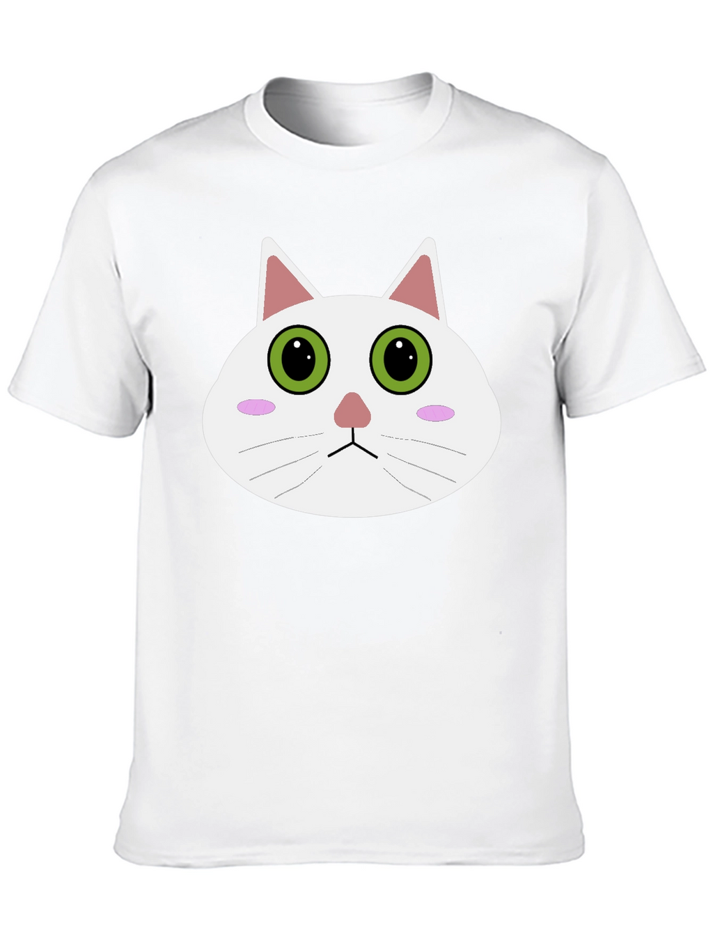 Cute Cartoon Cat Face Black T-Shirt