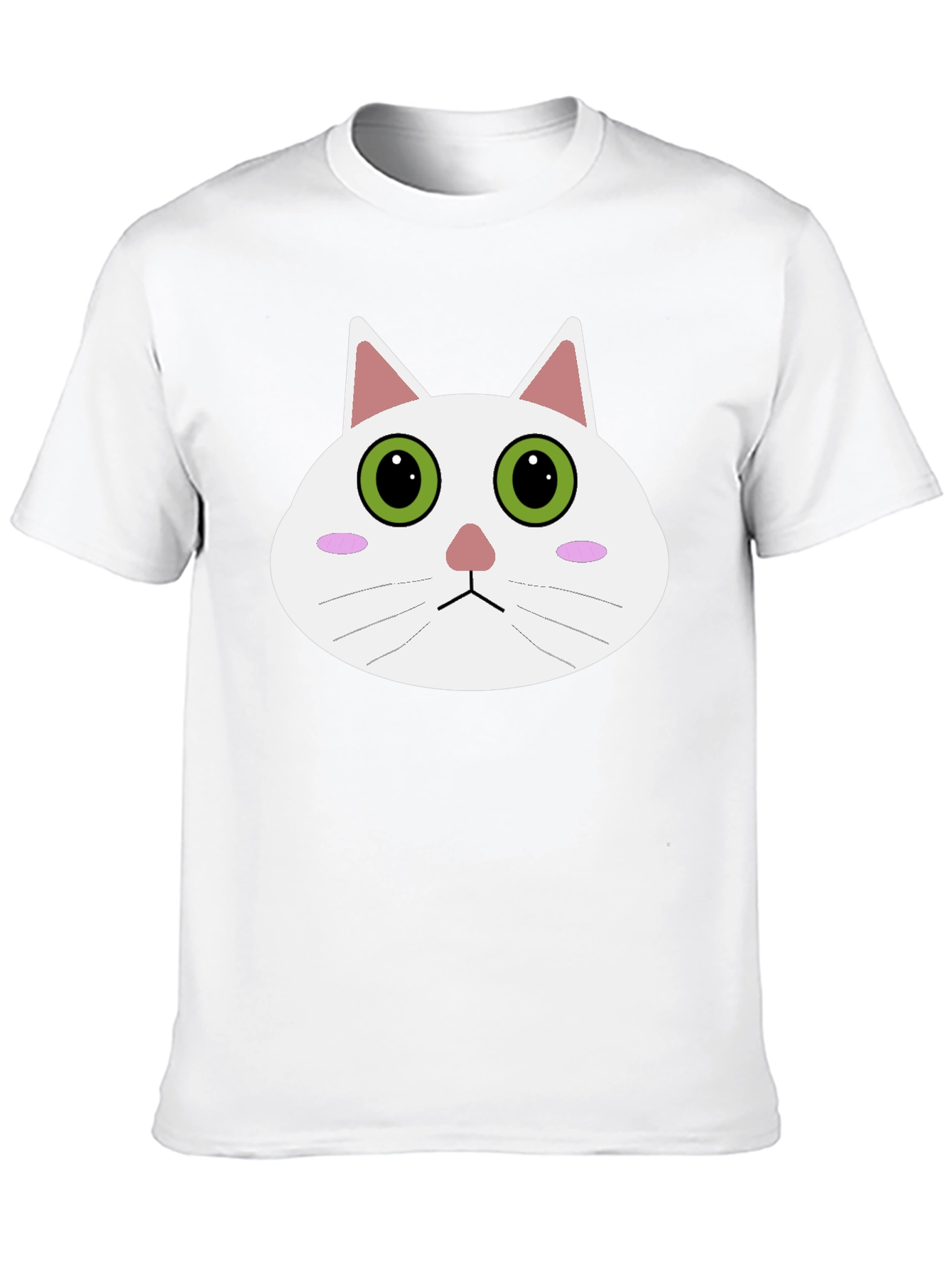 Cute Cartoon Cat Face Black T-Shirt