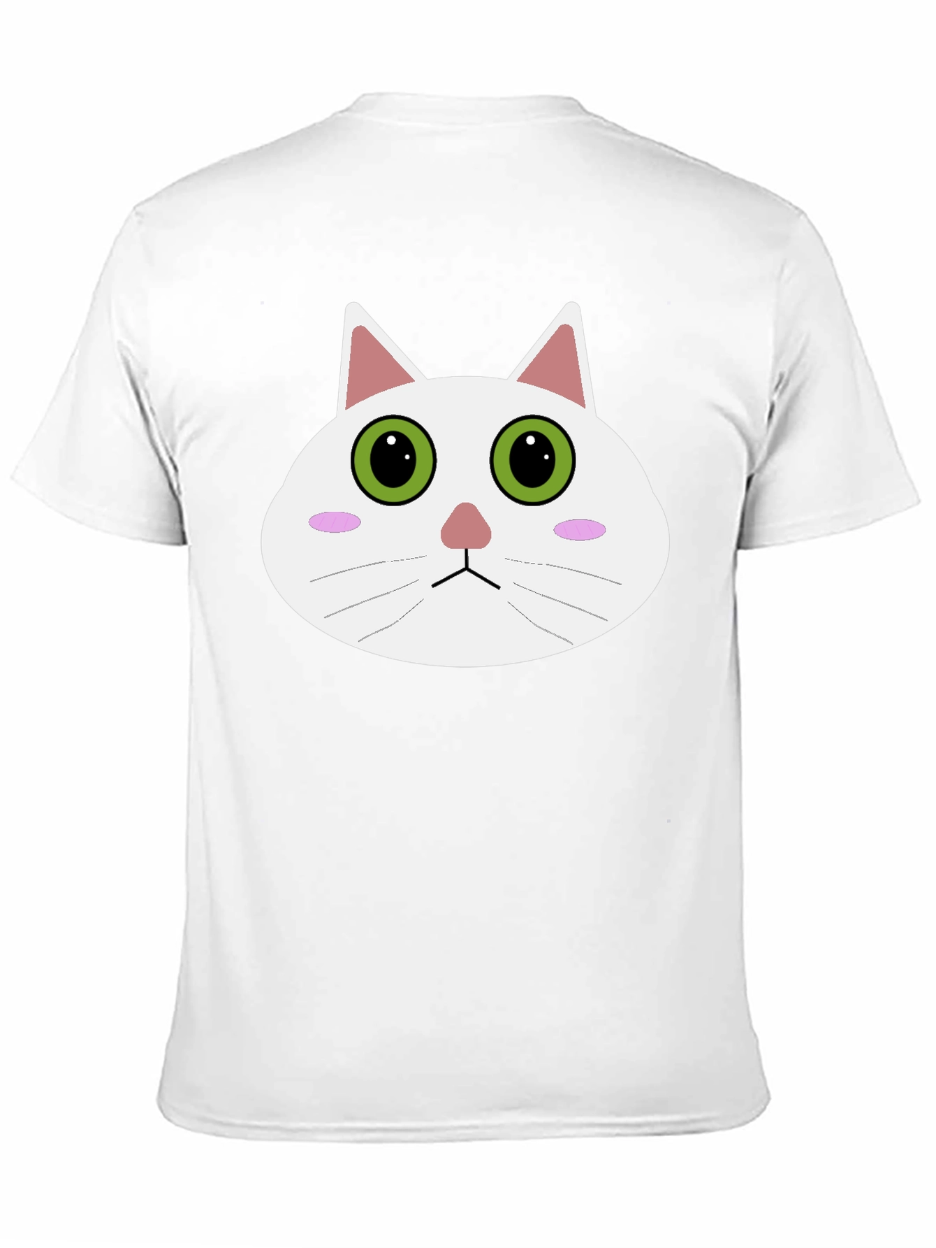 Cute Cartoon Cat Face Black T-Shirt