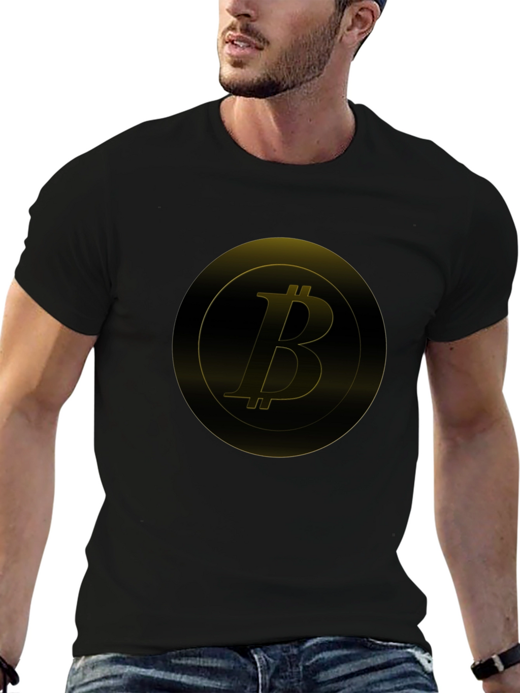 Bitcoin Golden Logo Black T-Shirt