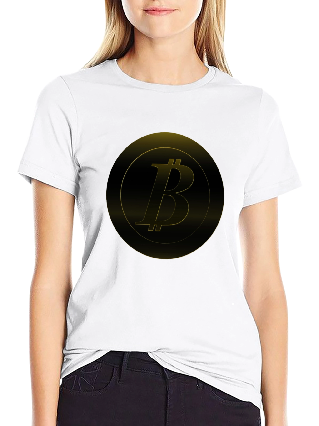 Bitcoin Golden Logo Black T-Shirt