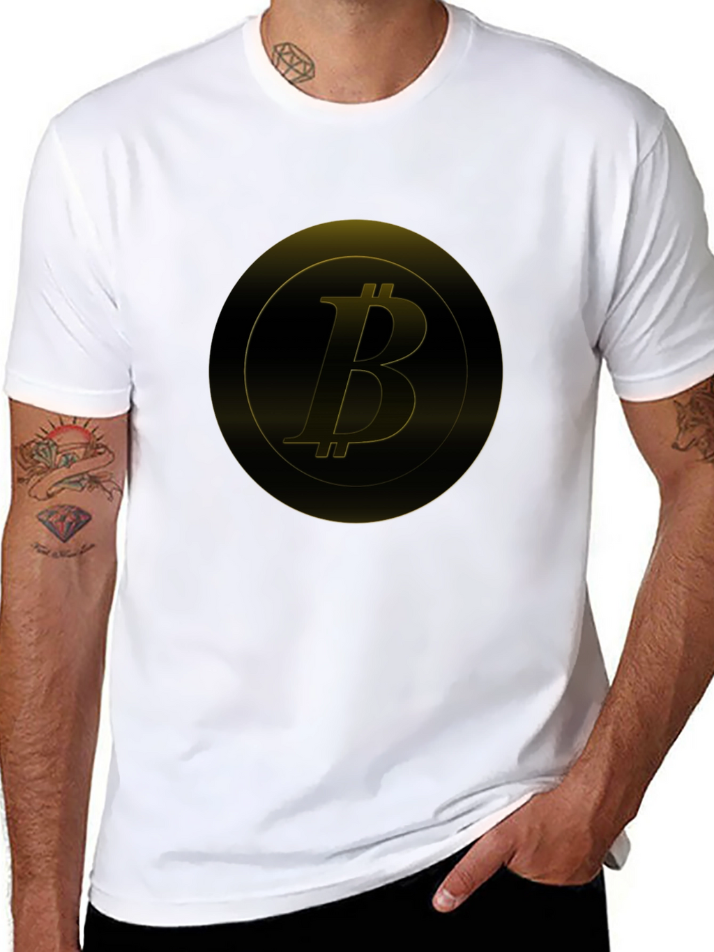 Bitcoin Golden Logo Black T-Shirt