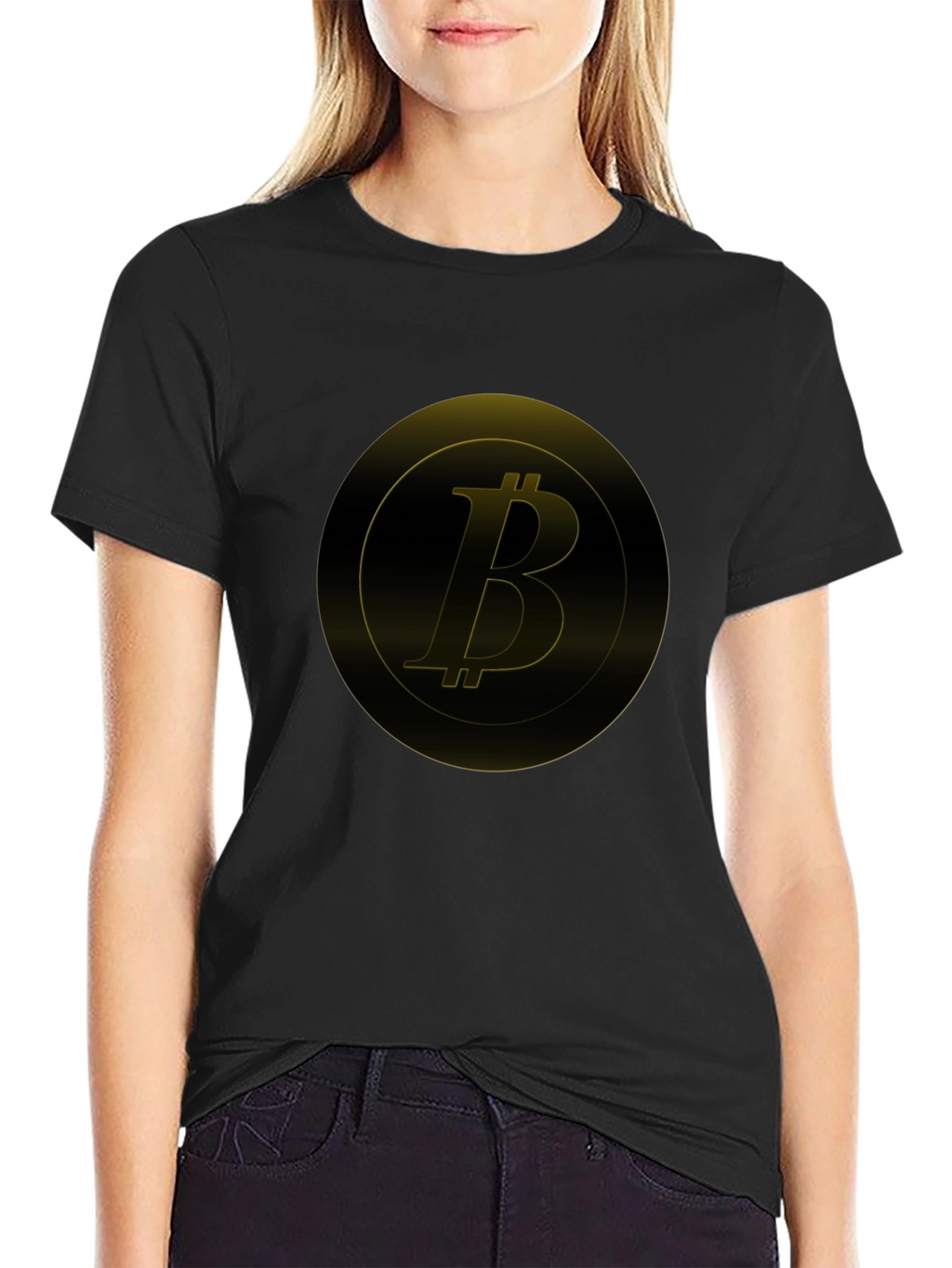 Bitcoin Golden Logo Black T-Shirt