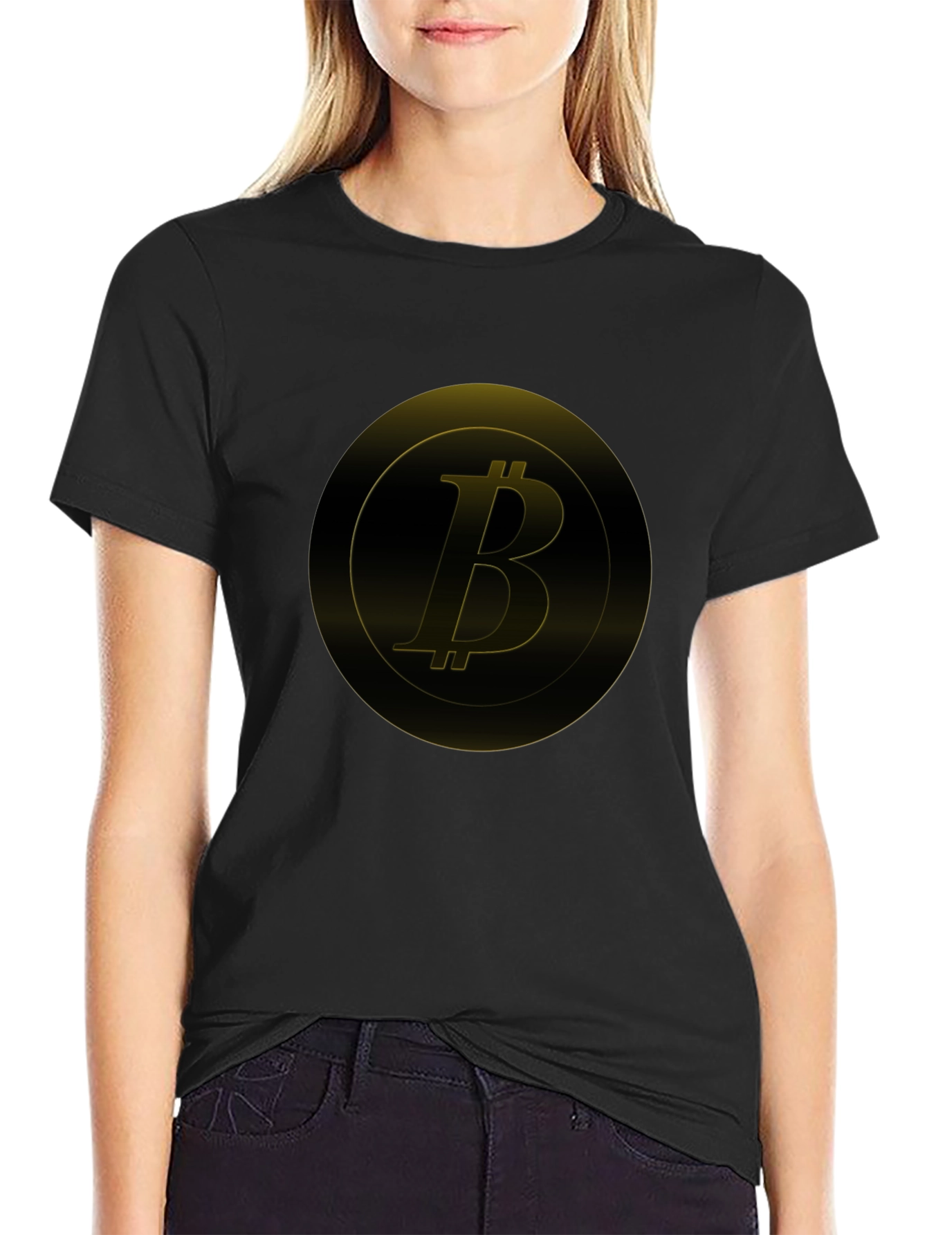 Bitcoin Golden Logo Black T-Shirt