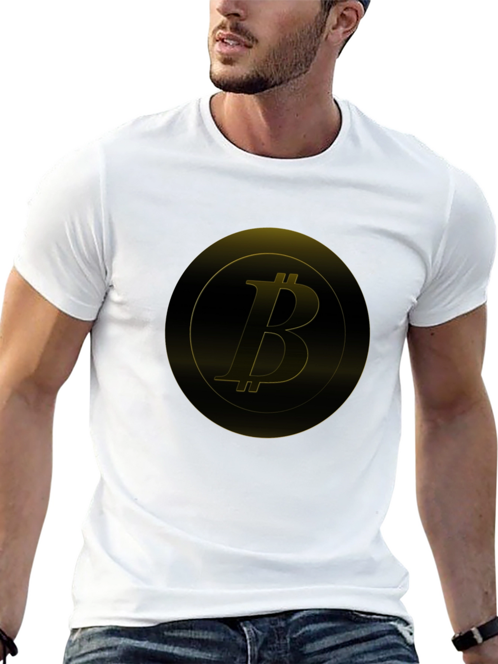 Bitcoin Golden Logo Black T-Shirt