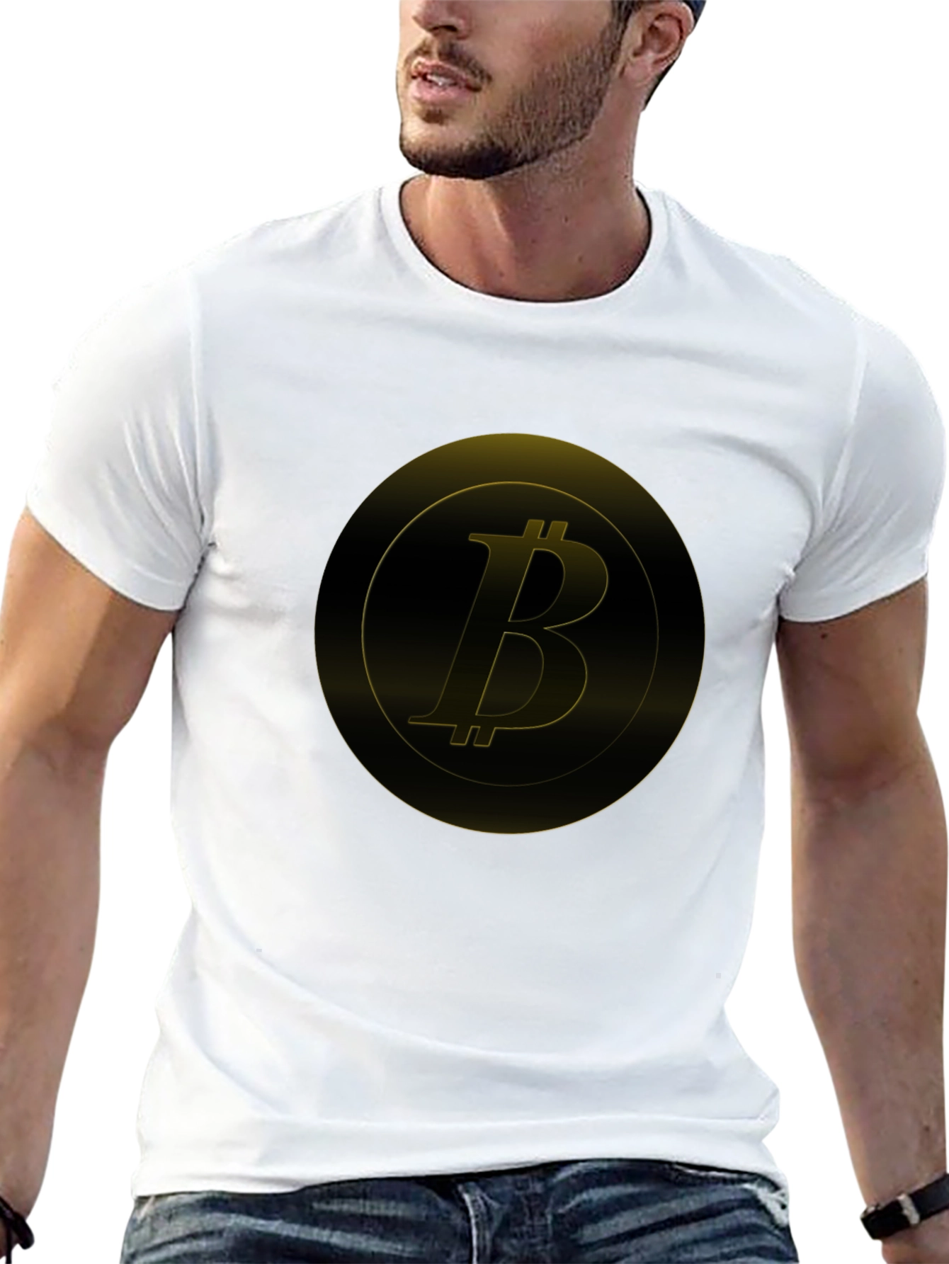 Bitcoin Golden Logo Black T-Shirt