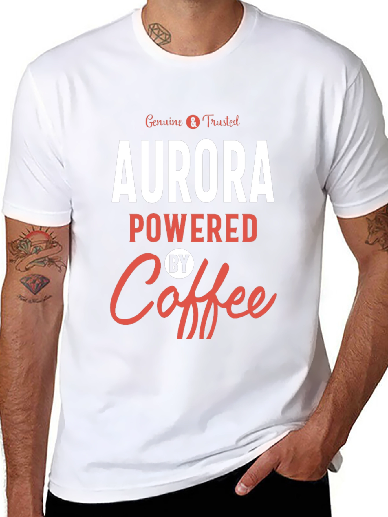 Aurora Powered By Coffee Graphic T-Shirt