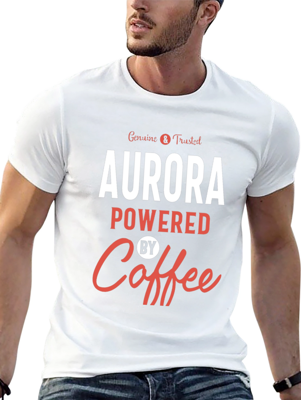 Aurora Powered By Coffee Graphic T-Shirt