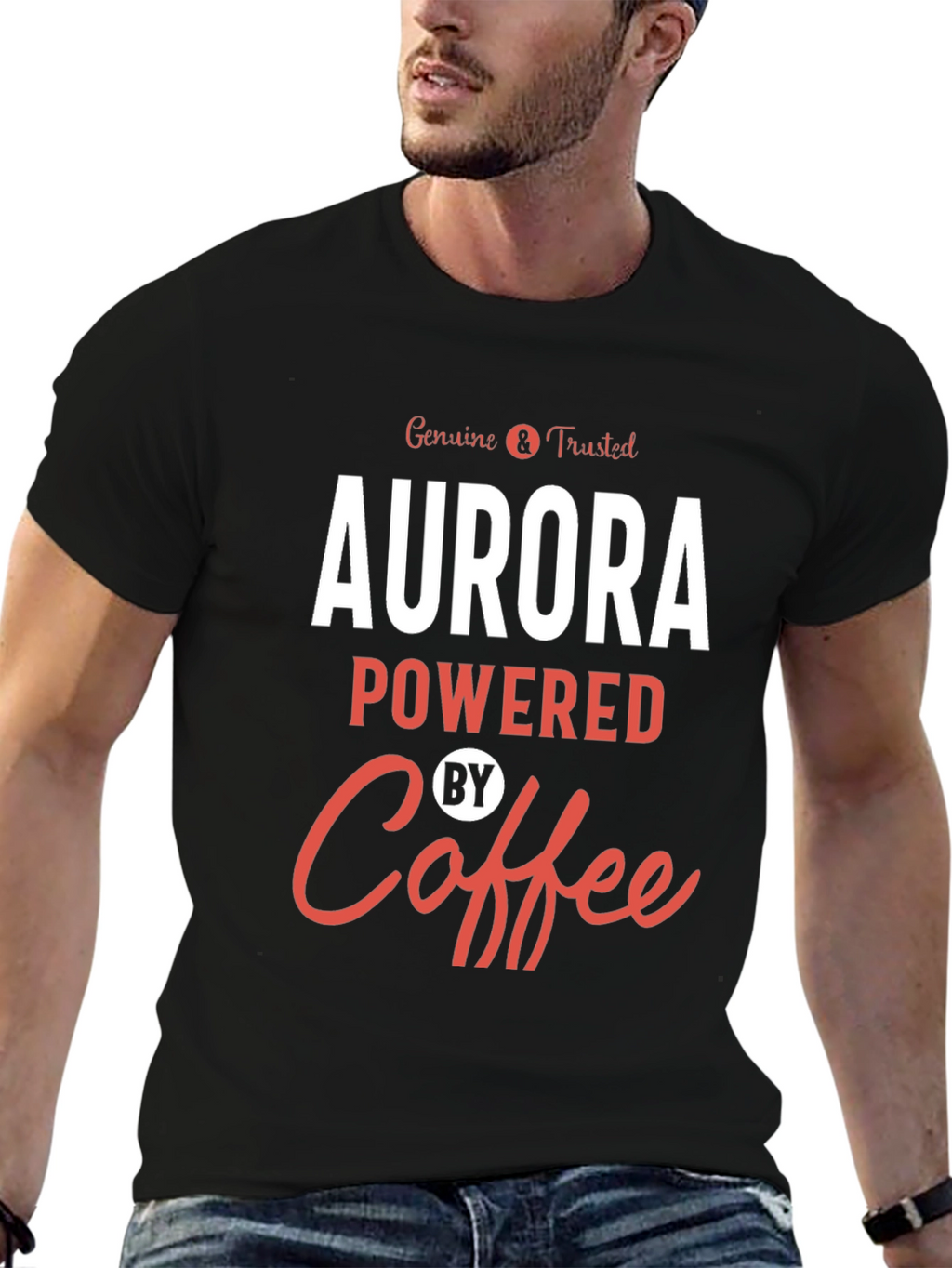 Aurora Powered By Coffee Graphic T-Shirt