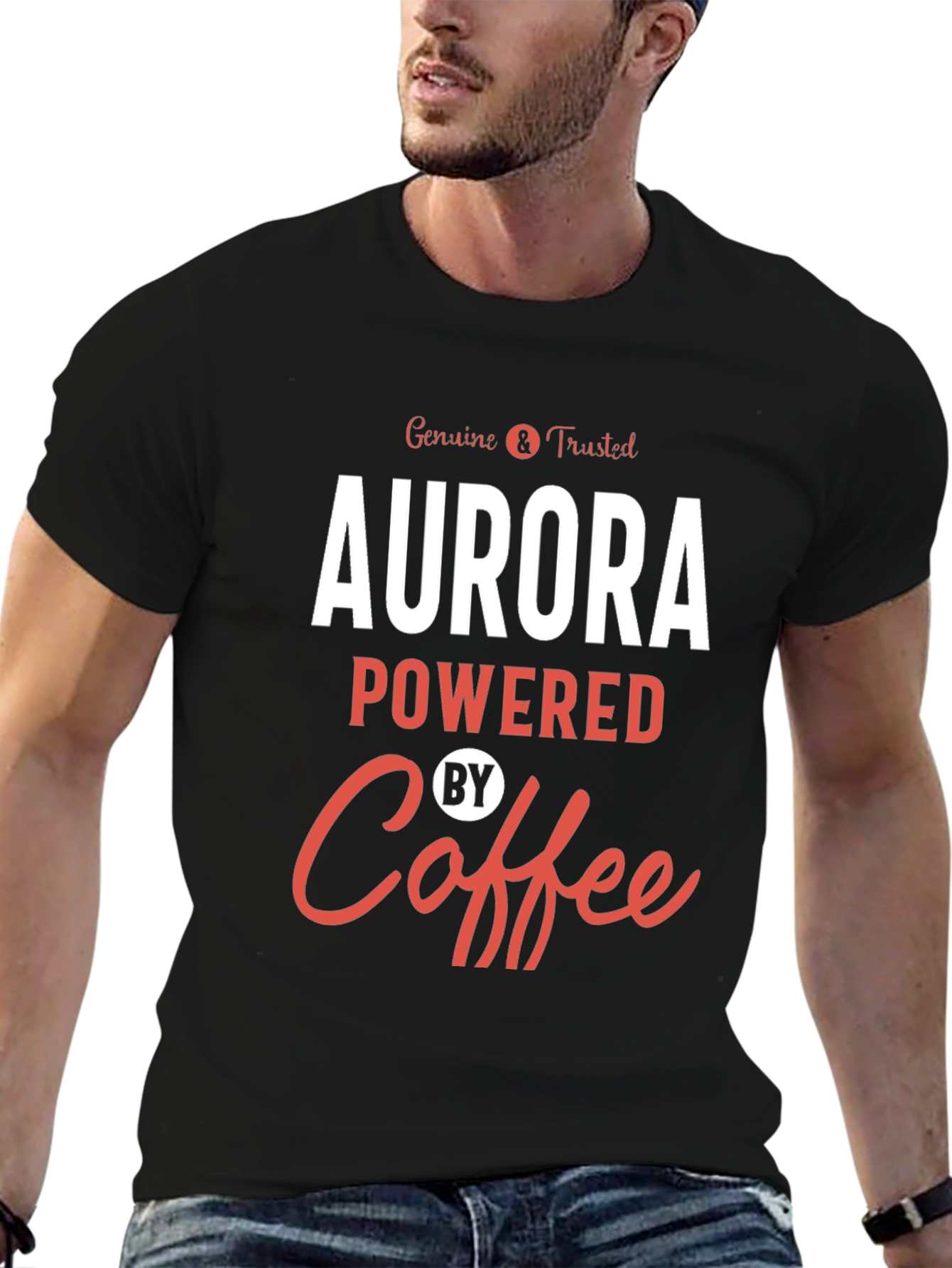 Aurora Powered By Coffee Graphic T-Shirt