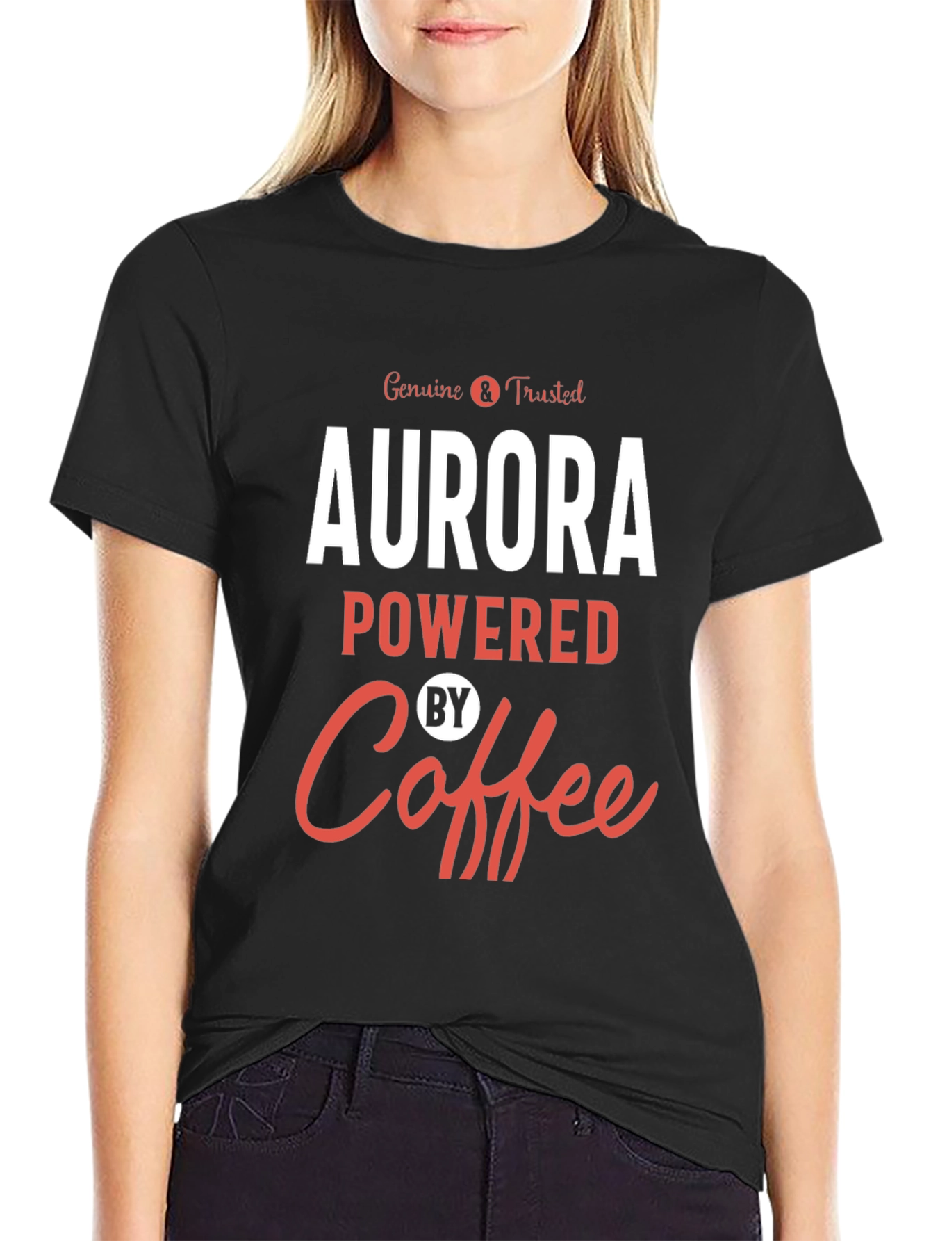 Aurora Powered By Coffee Graphic T-Shirt