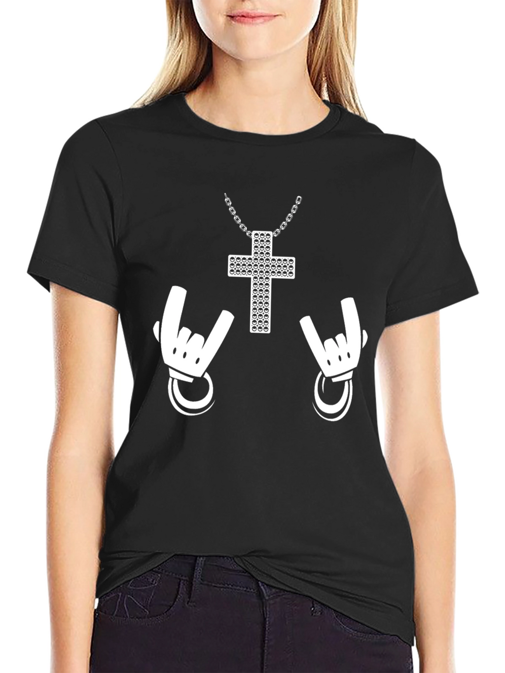 Rock On Cross Graphic Tee - Black
