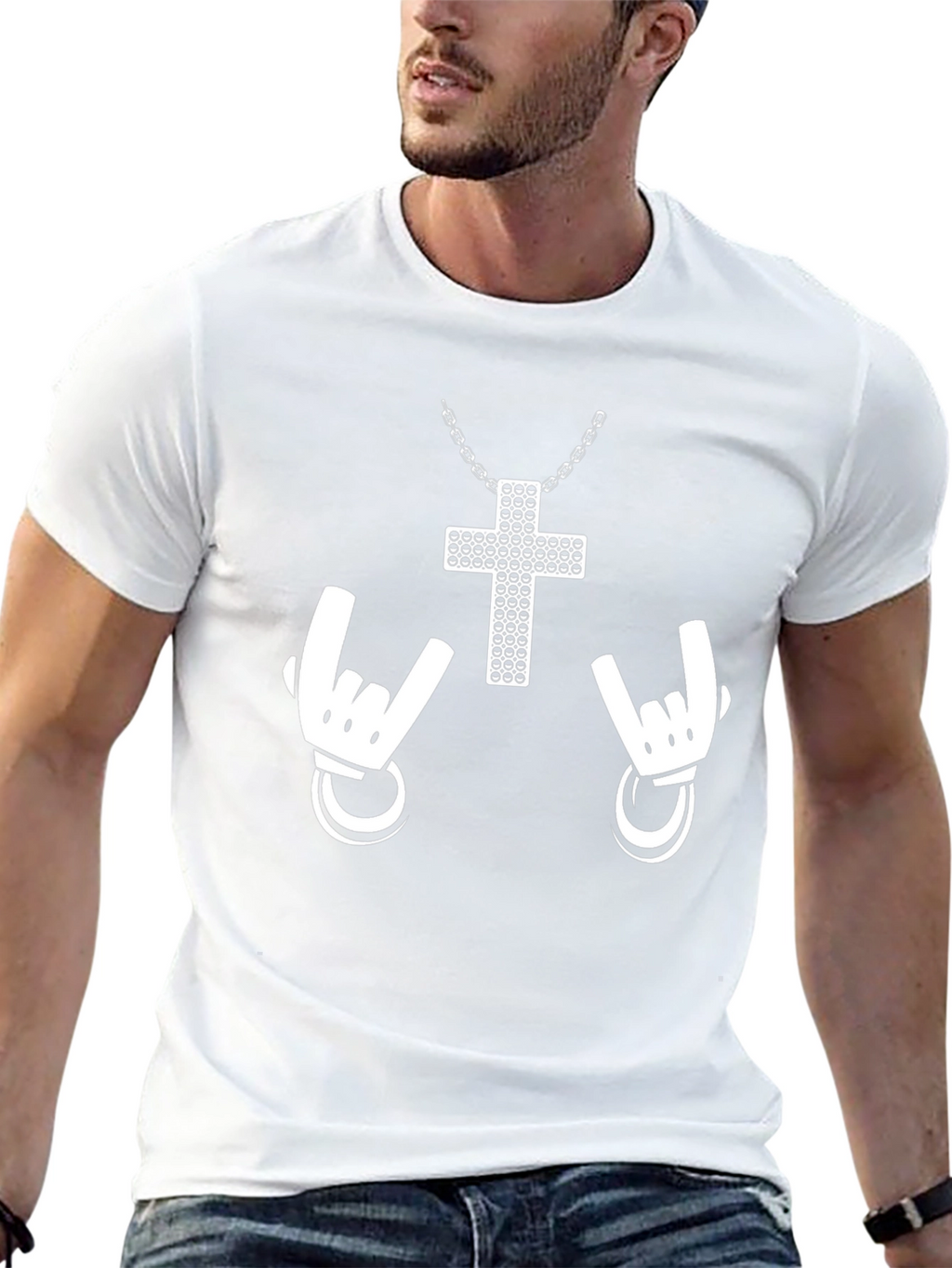 Rock On Cross Graphic Tee - Black