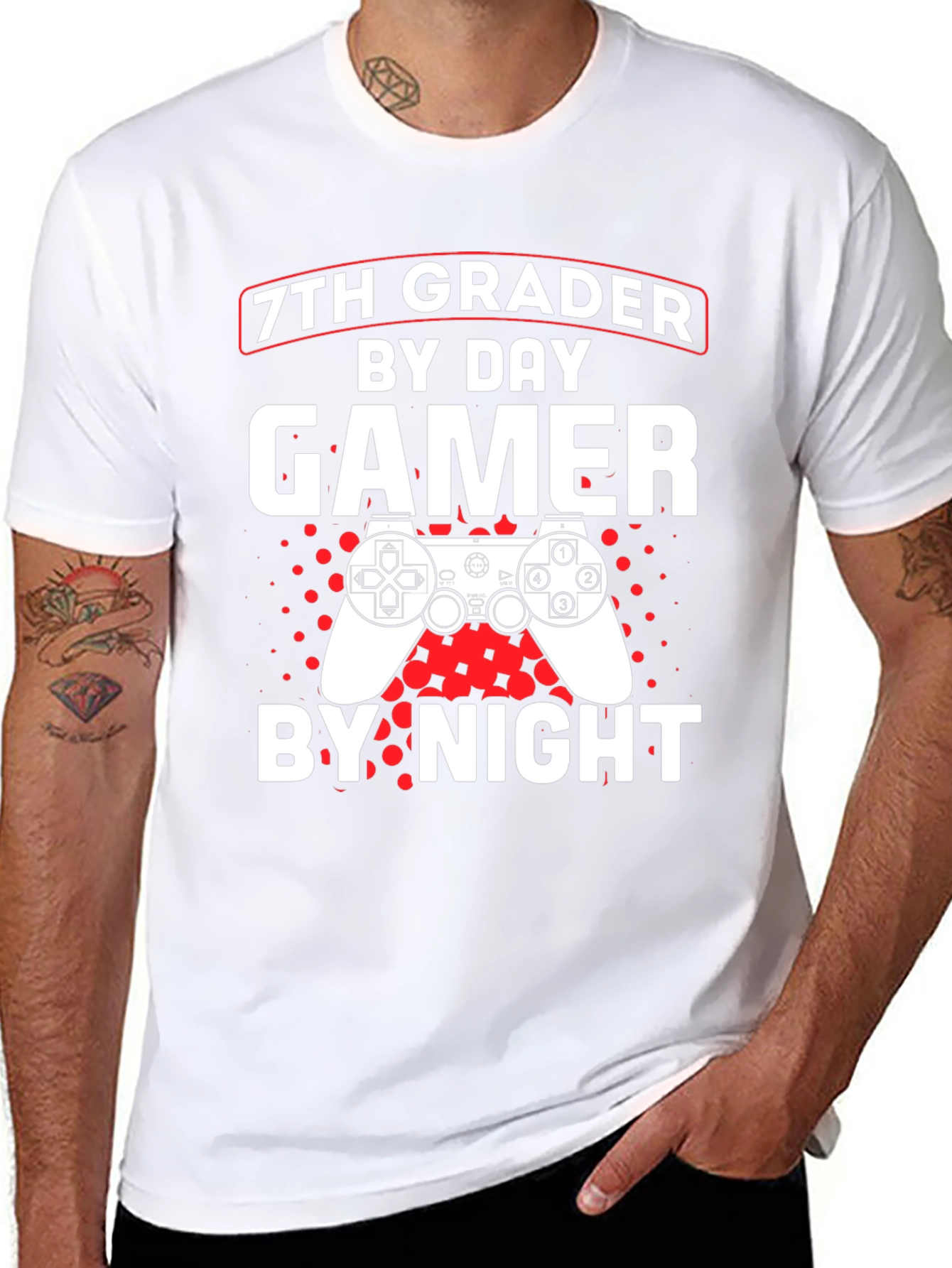 7th Grader Gamer T-Shirt - By Day By Night