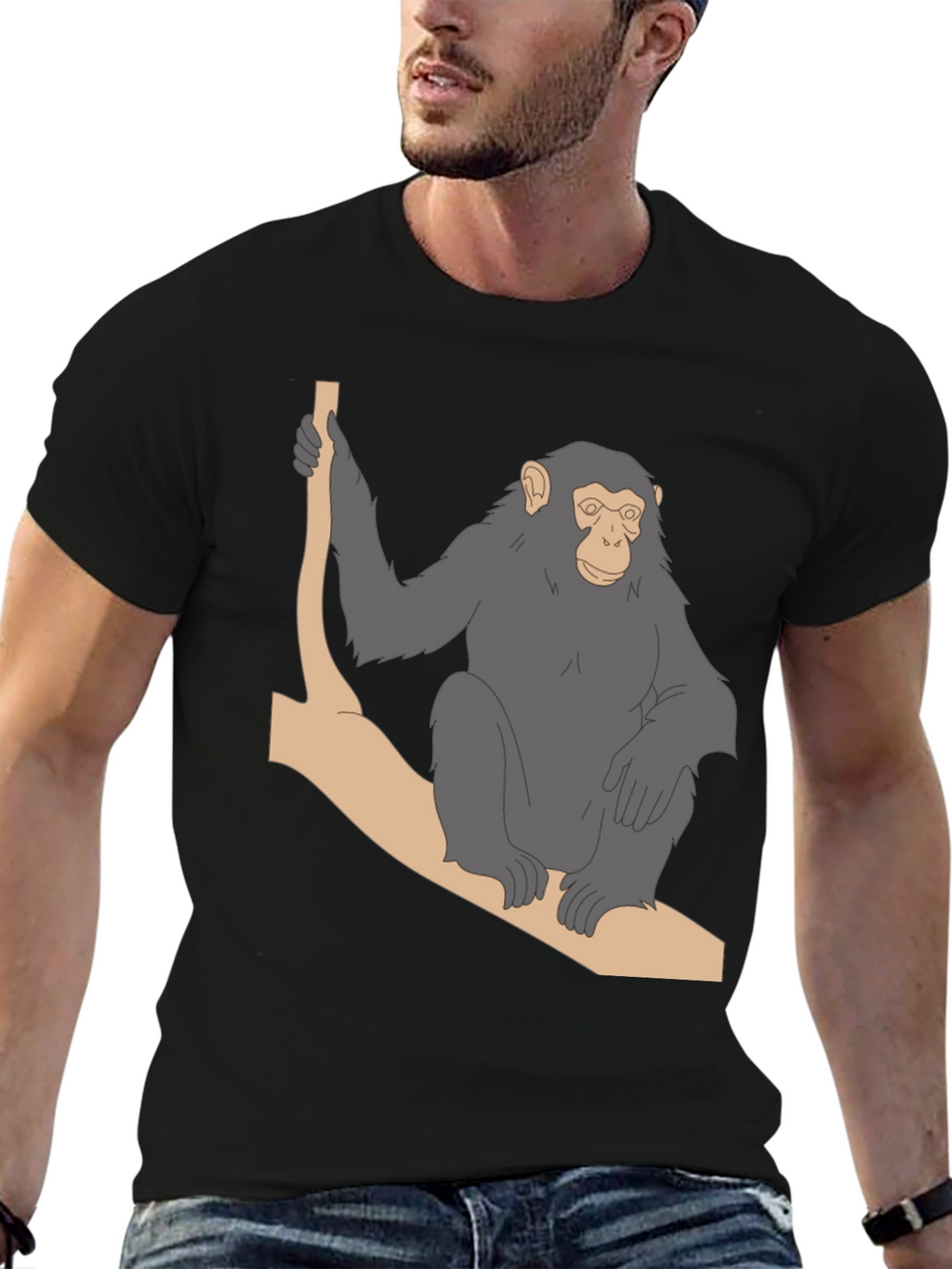 Chimpanzee on Branch Graphic T-Shirt