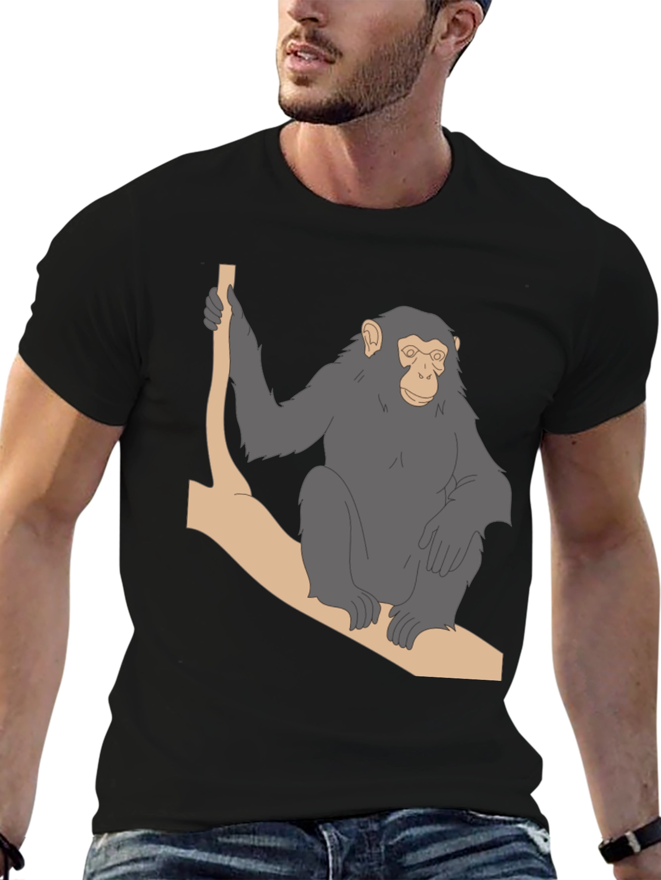 Chimpanzee on Branch Graphic T-Shirt