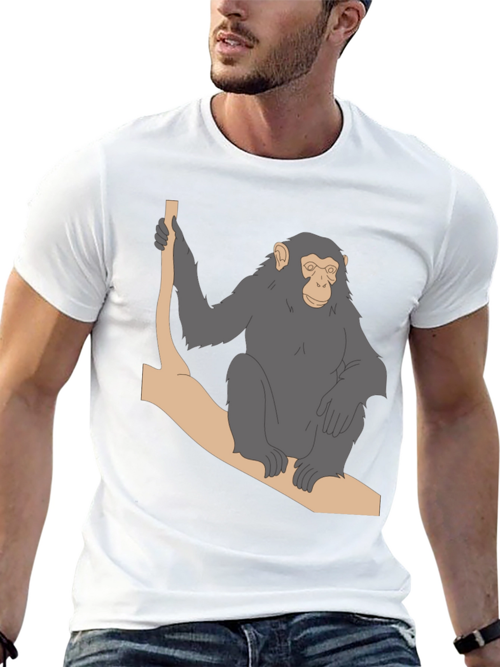 Chimpanzee on Branch Graphic T-Shirt
