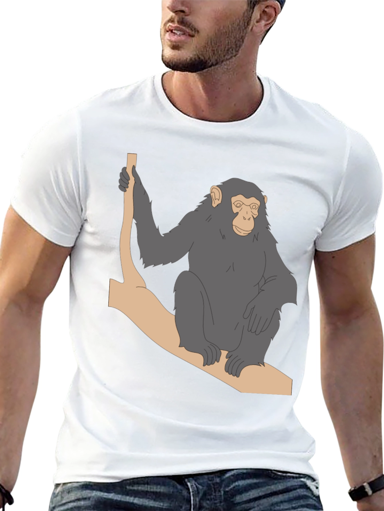 Chimpanzee on Branch Graphic T-Shirt
