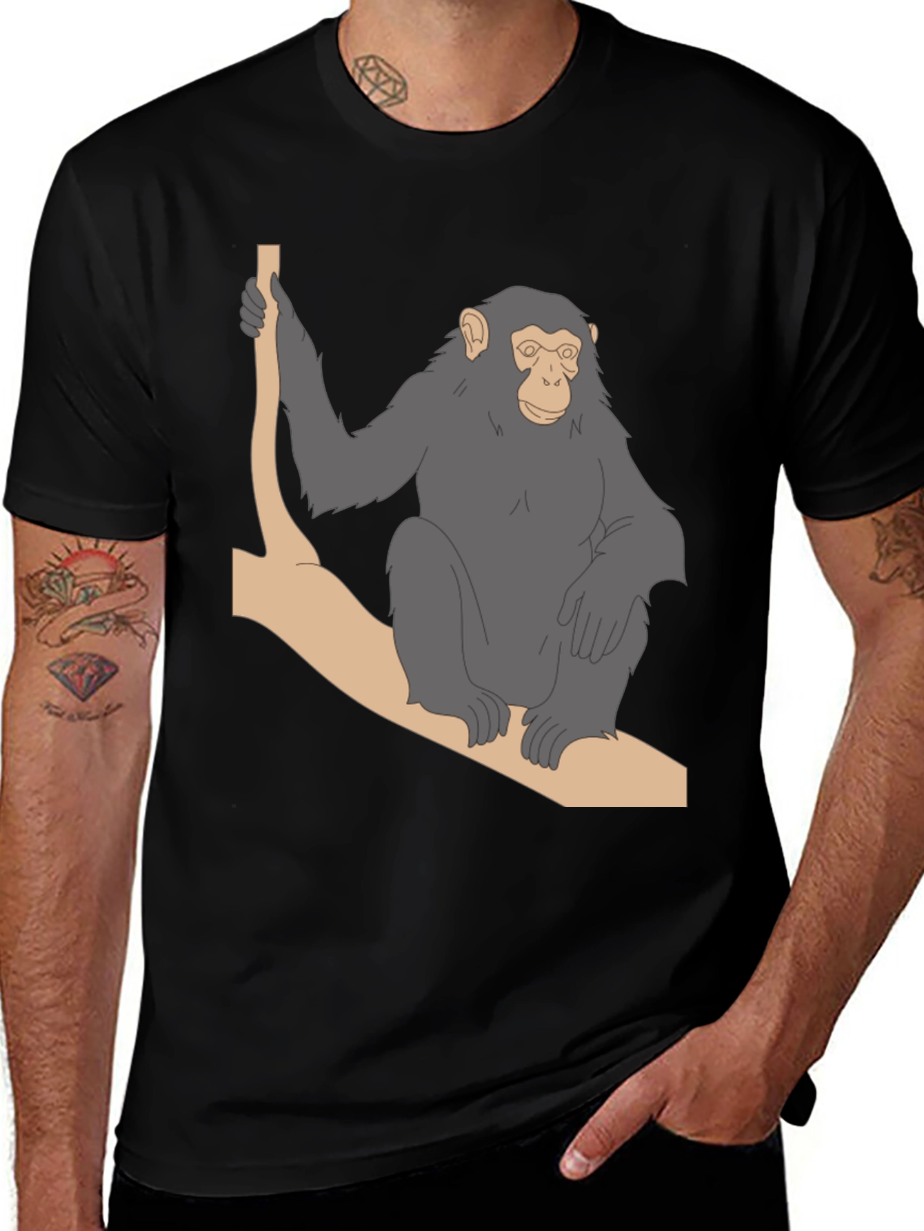 Chimpanzee on Branch Graphic T-Shirt