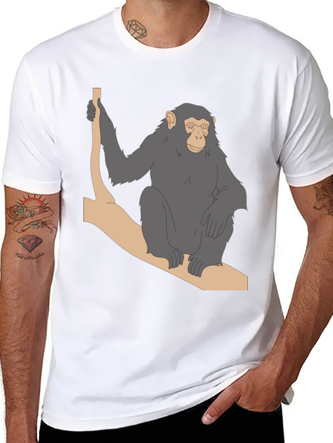 Chimpanzee on Branch Graphic T-Shirt