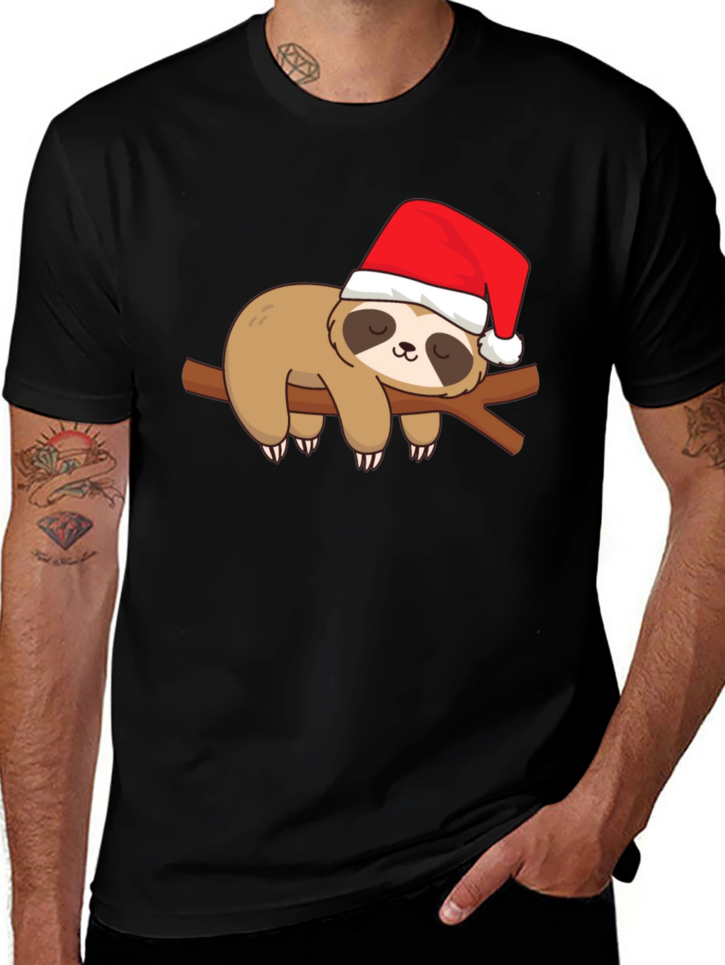 Christmas Sloth Graphic Tee - Holiday Fun!