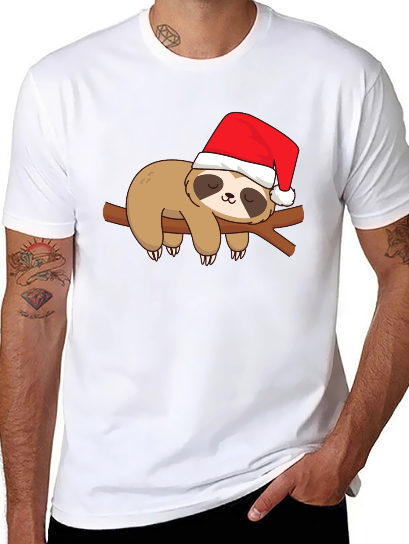 Christmas Sloth Graphic Tee - Holiday Fun!
