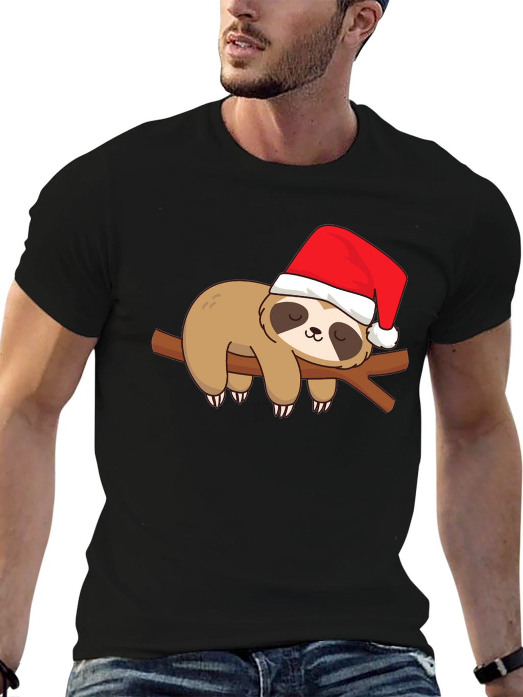 Christmas Sloth Graphic Tee - Holiday Fun!