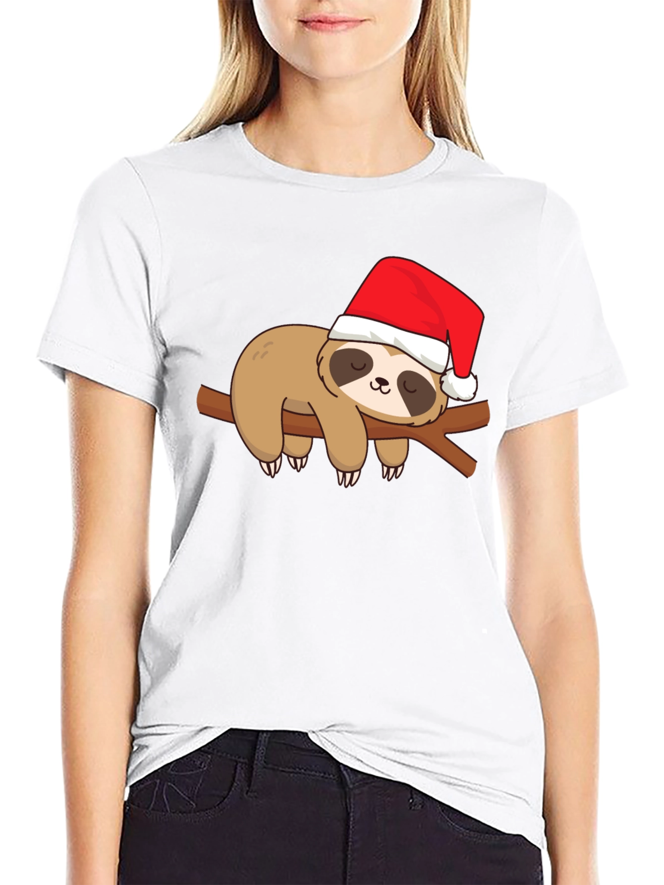 Christmas Sloth Graphic Tee - Holiday Fun!