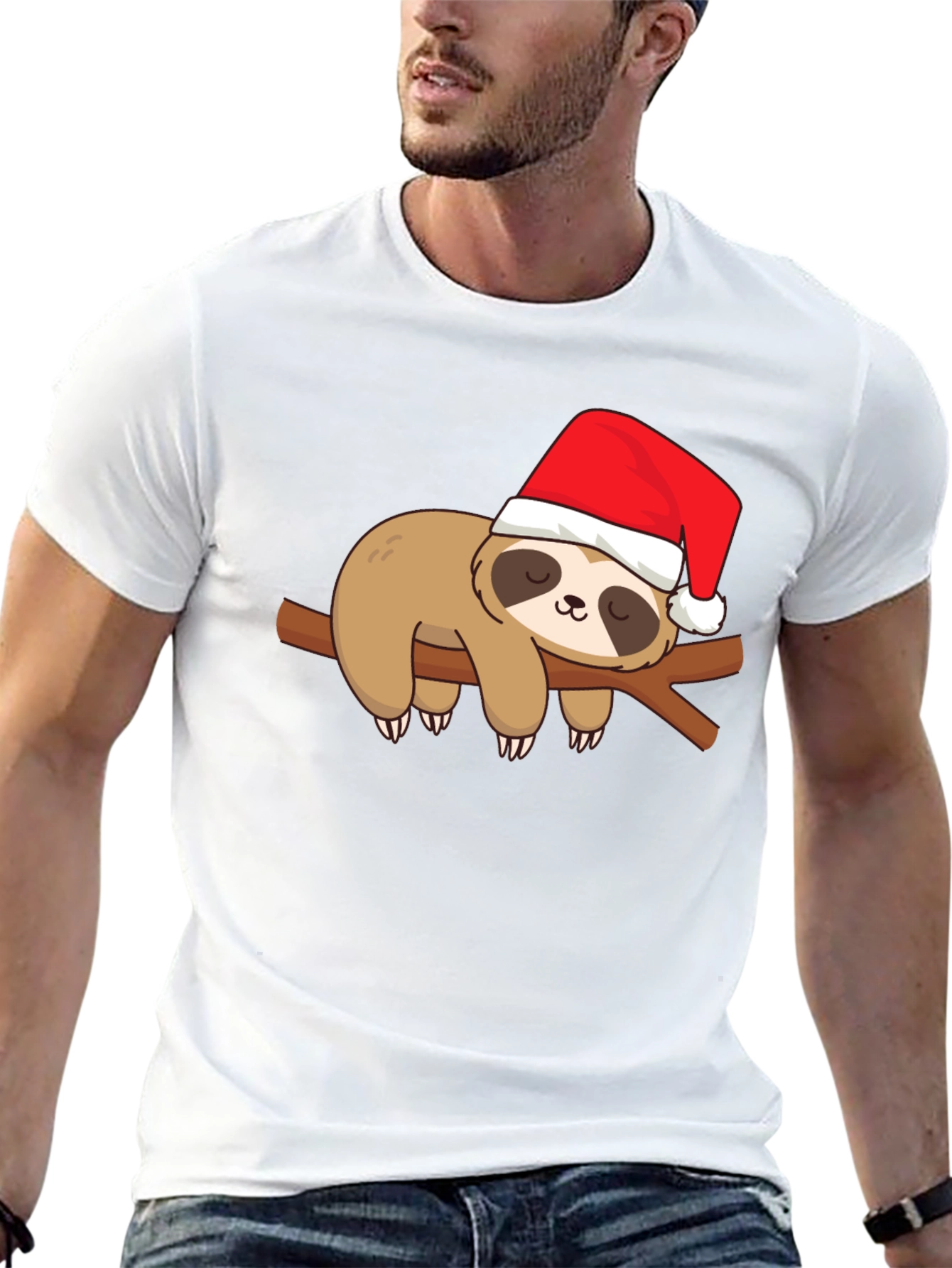Christmas Sloth Graphic Tee - Holiday Fun!