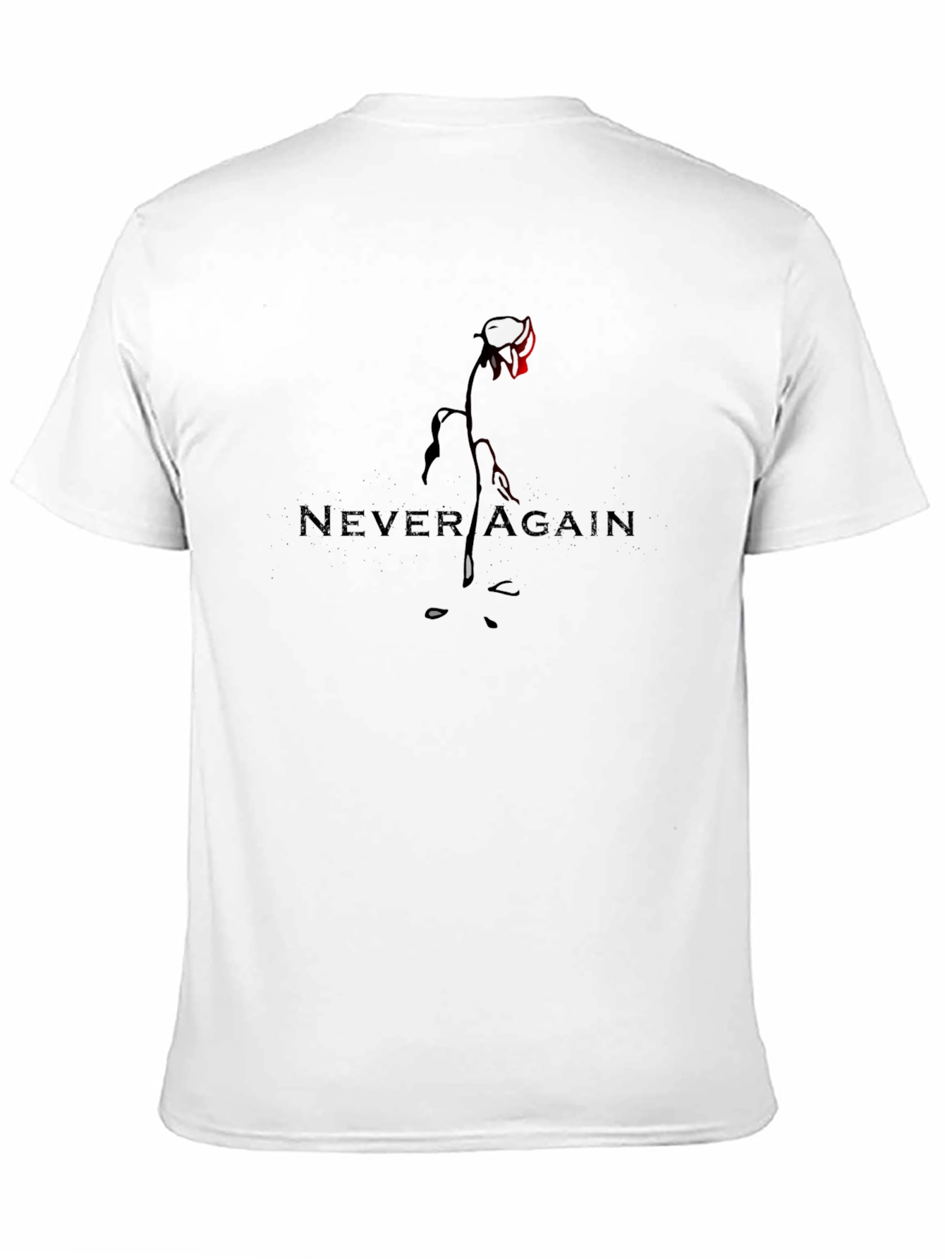 Never Again Rose Graphic Black T-Shirt