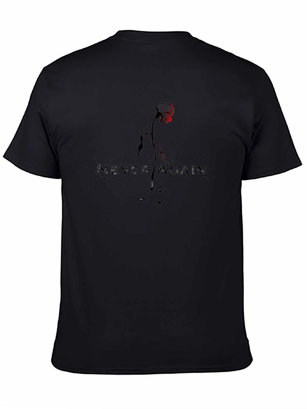 Never Again Rose Graphic Black T-Shirt