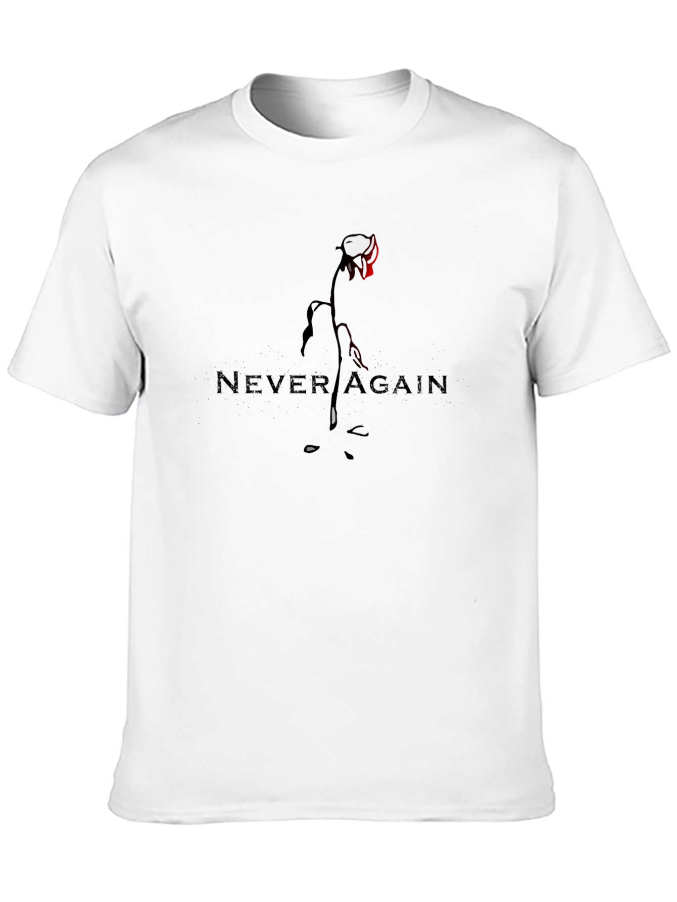 Never Again Rose Graphic Black T-Shirt