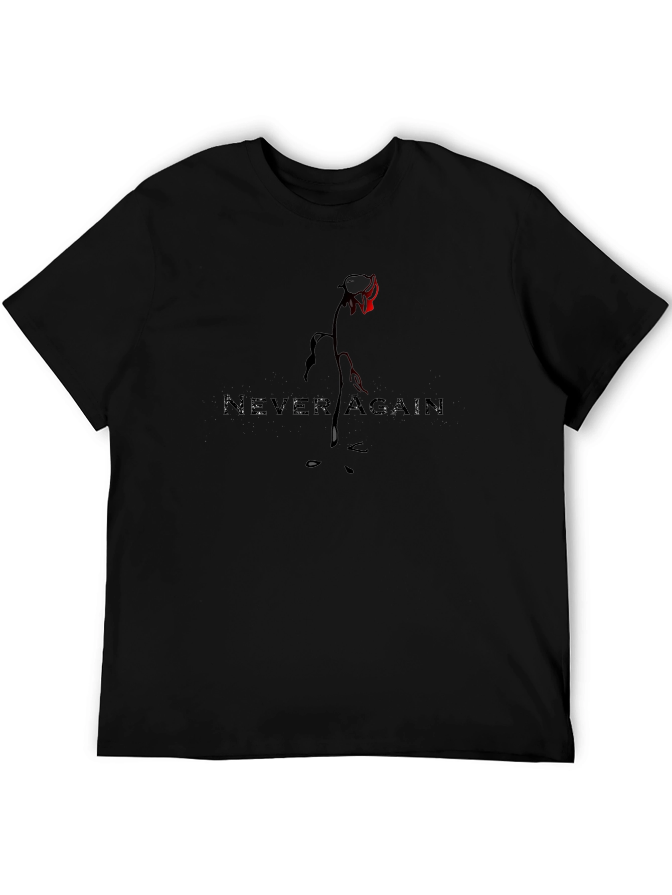 Never Again Rose Graphic Black T-Shirt