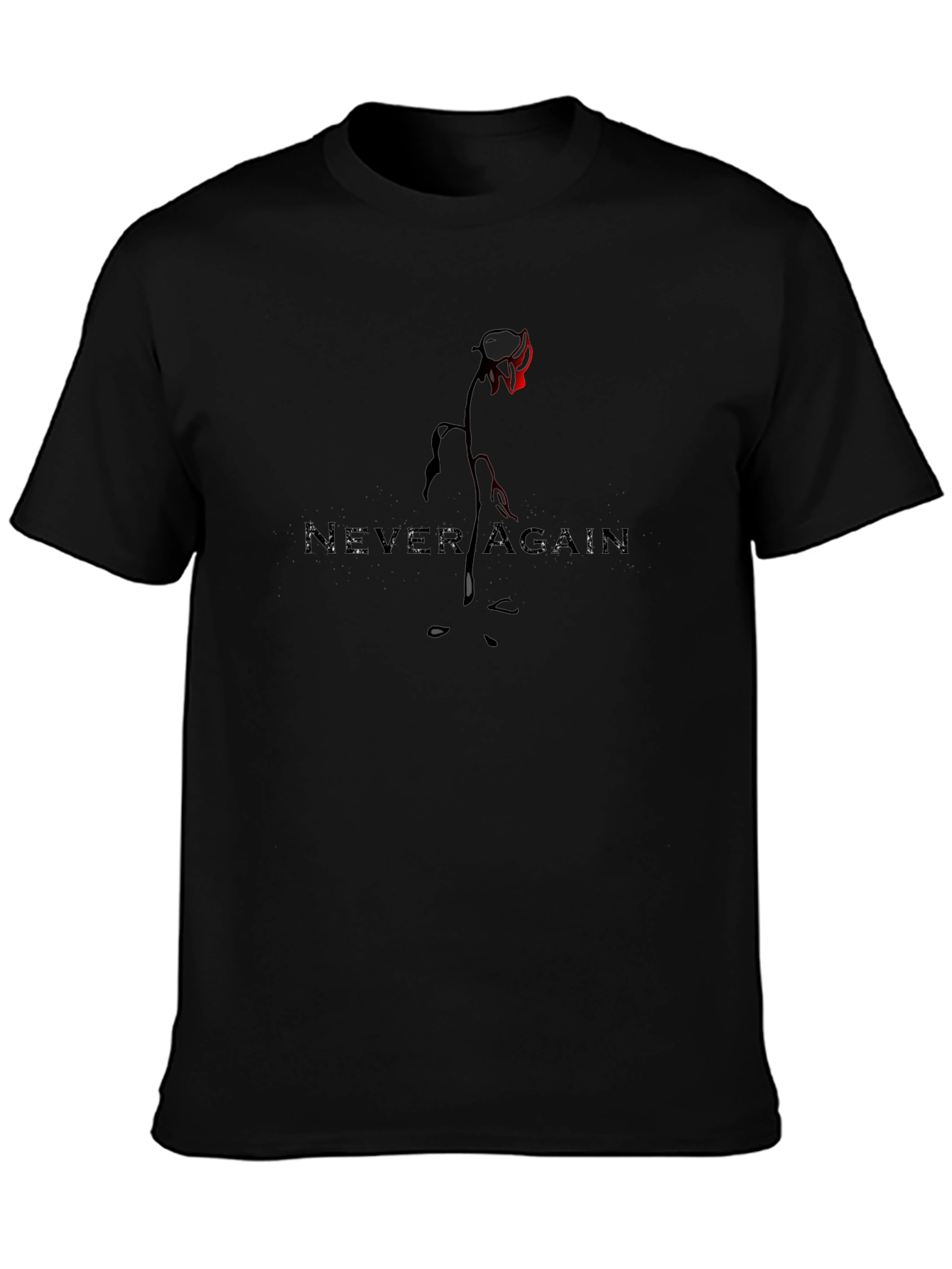 Never Again Rose Graphic Black T-Shirt