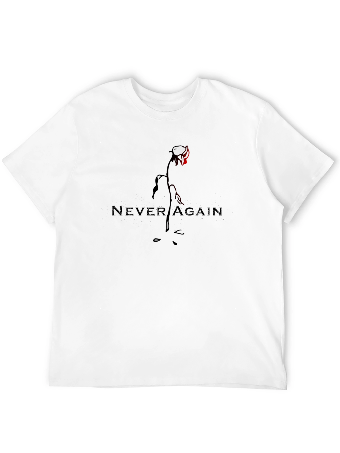Never Again Rose Graphic Black T-Shirt