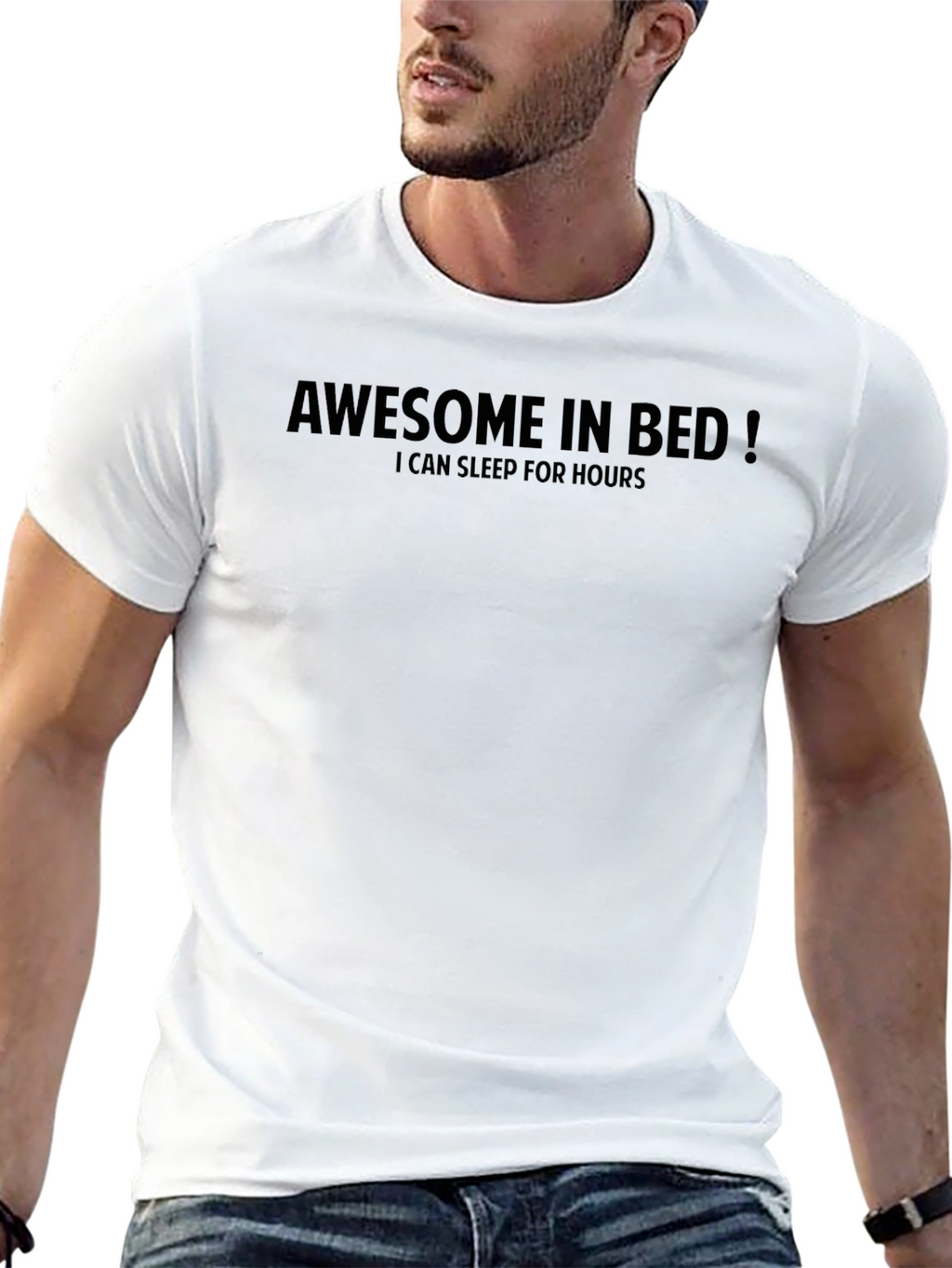 Awesome In Bed - Funny Slogan T-Shirt