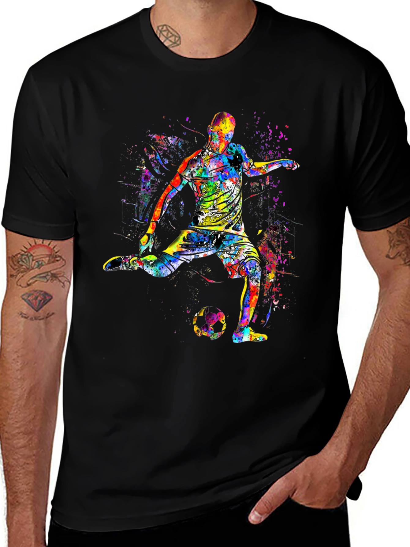 Colorful Soccer Player Graphic T-Shirt