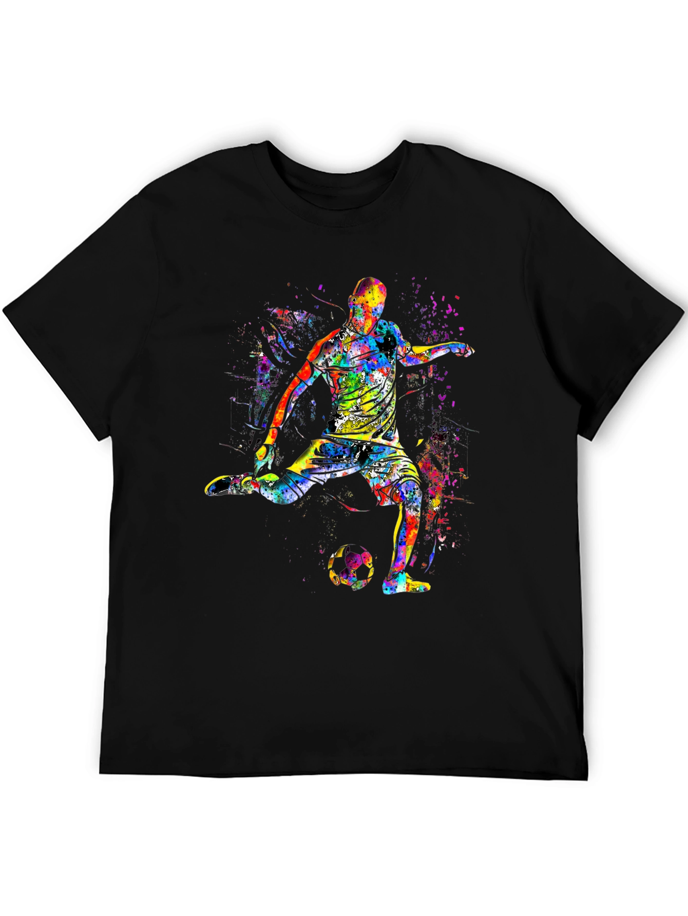 Colorful Soccer Player Graphic T-Shirt