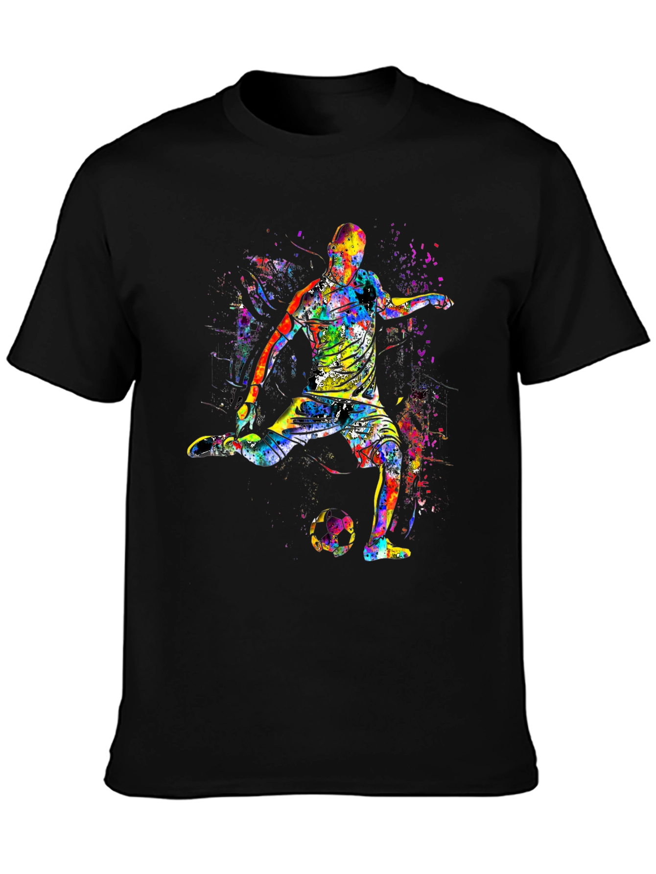Colorful Soccer Player Graphic T-Shirt