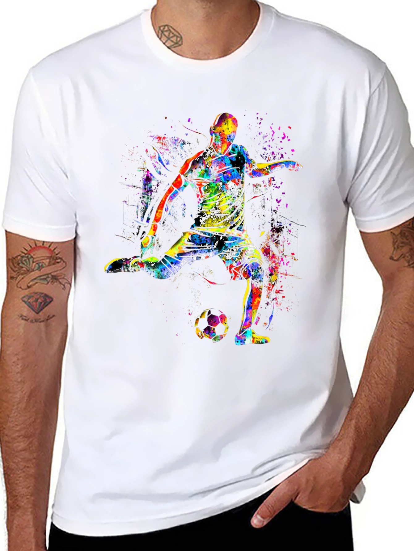 Colorful Soccer Player Graphic T-Shirt