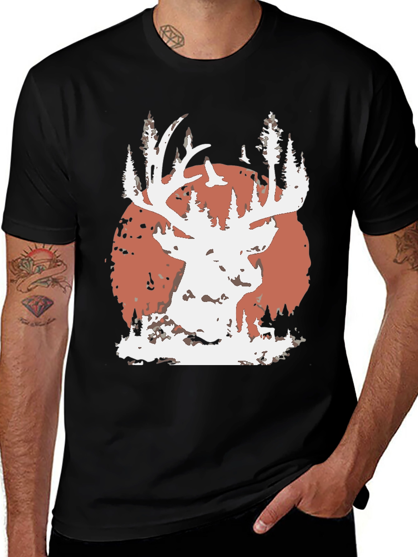 Deer Silhouette Graphic Tee - Nature Inspired