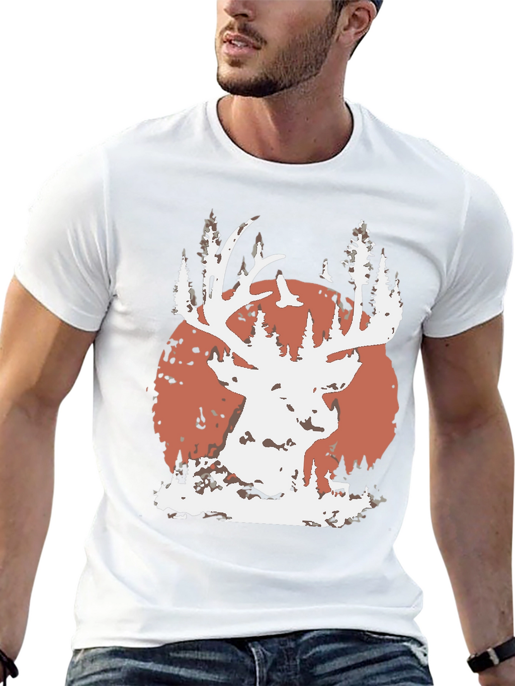 Deer Silhouette Graphic Tee - Nature Inspired
