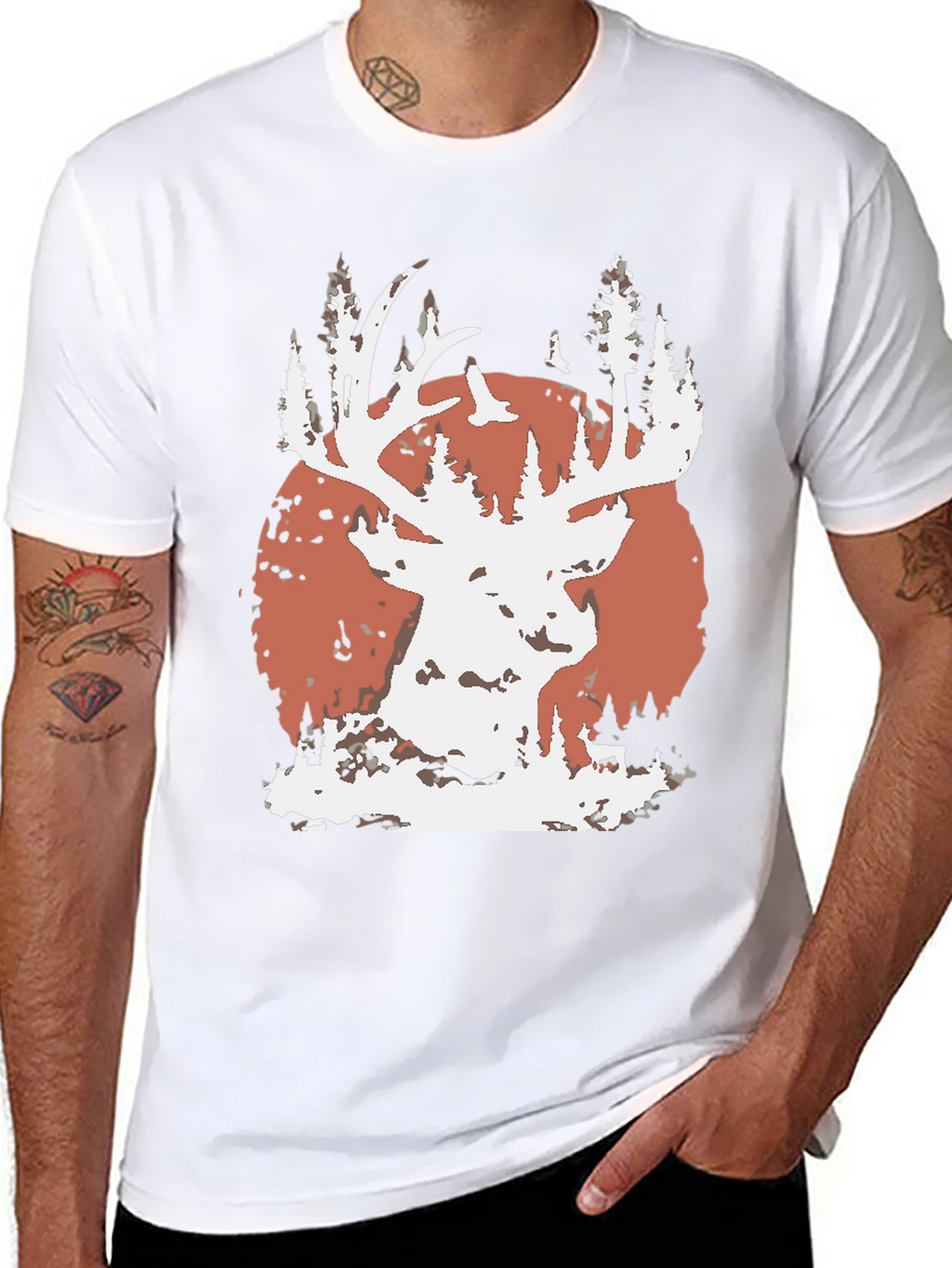 Deer Silhouette Graphic Tee - Nature Inspired
