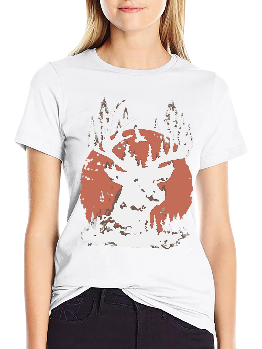 Deer Silhouette Graphic Tee - Nature Inspired