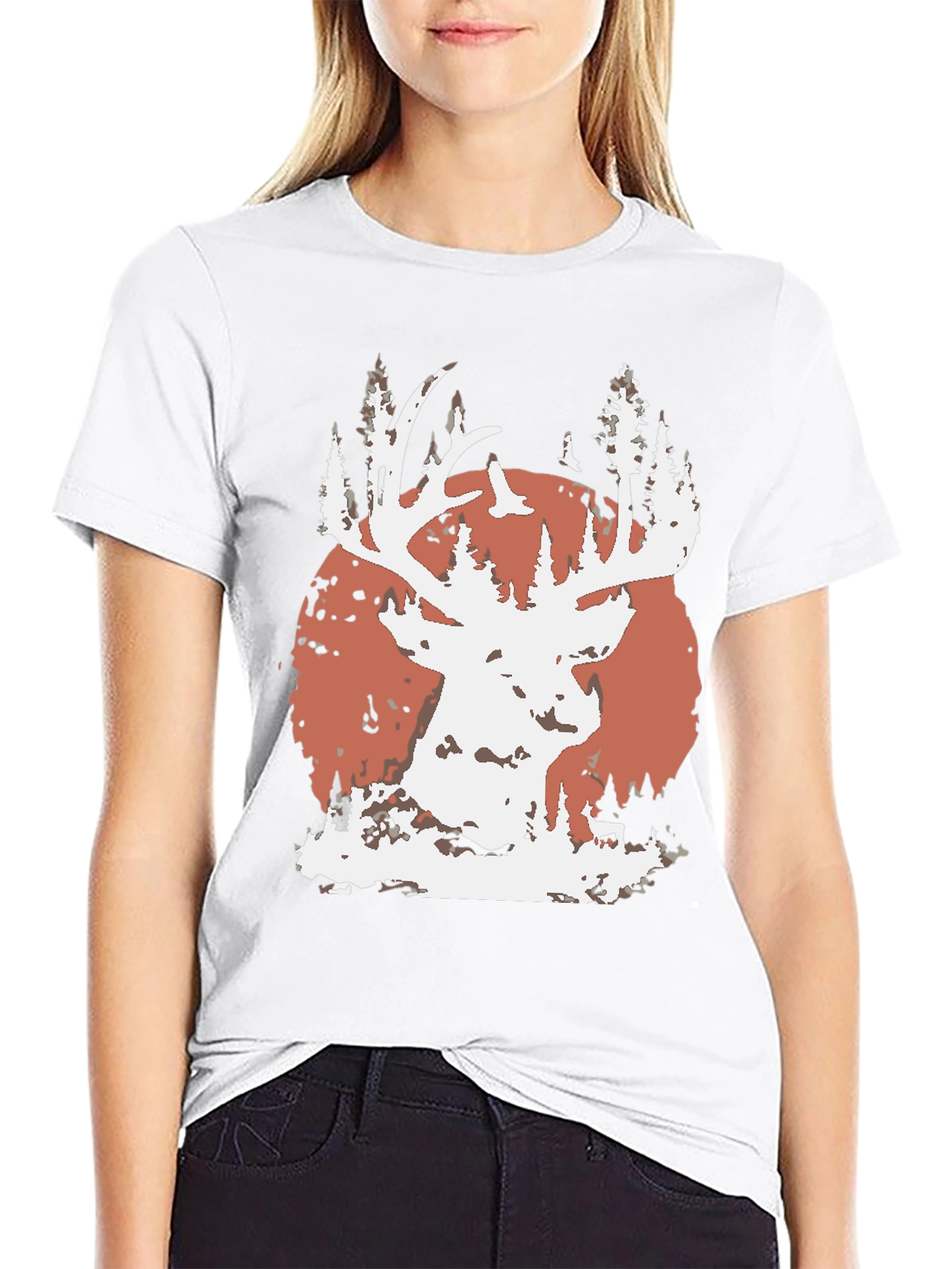 Deer Silhouette Graphic Tee - Nature Inspired