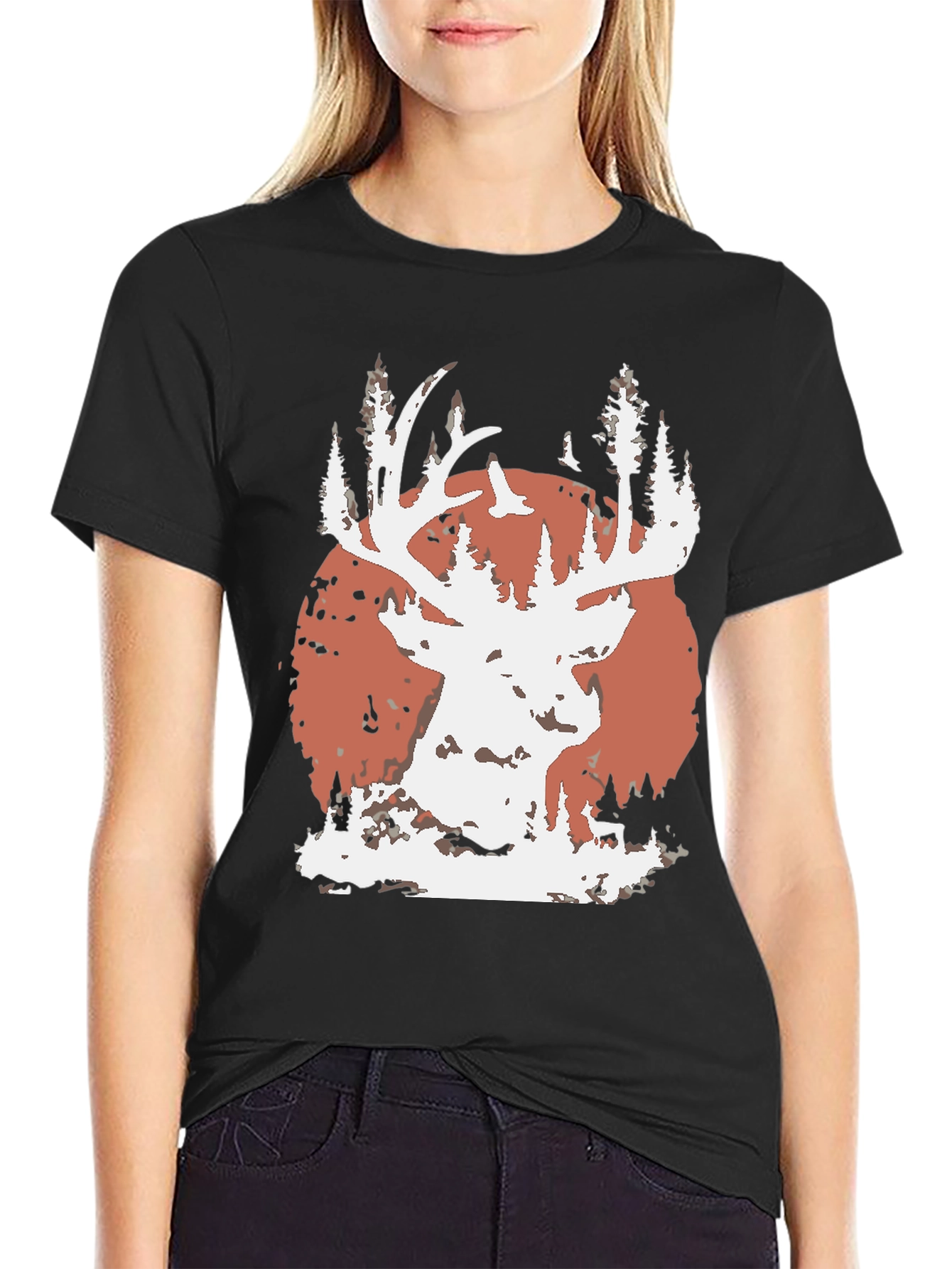 Deer Silhouette Graphic Tee - Nature Inspired